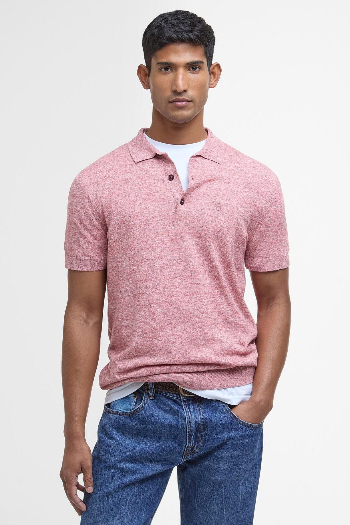 Buston Knitted Polo - Red Spice - Image 2