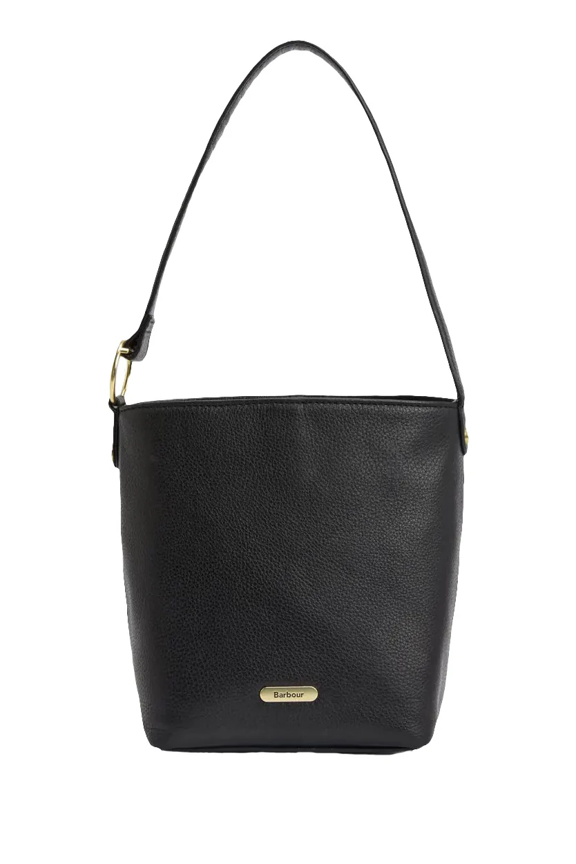 Cedar Leather Bucket Bag - Black