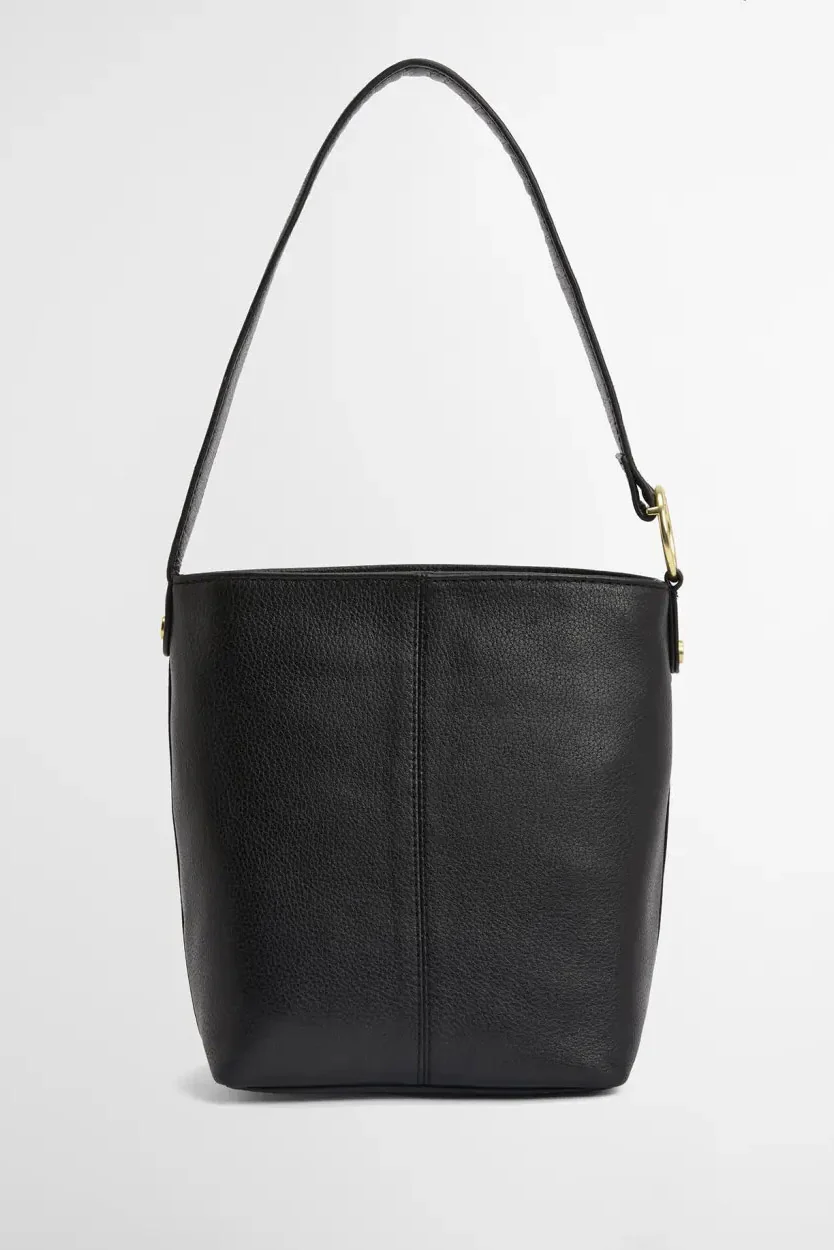 Cedar Leather Bucket Bag - Black - Image 4