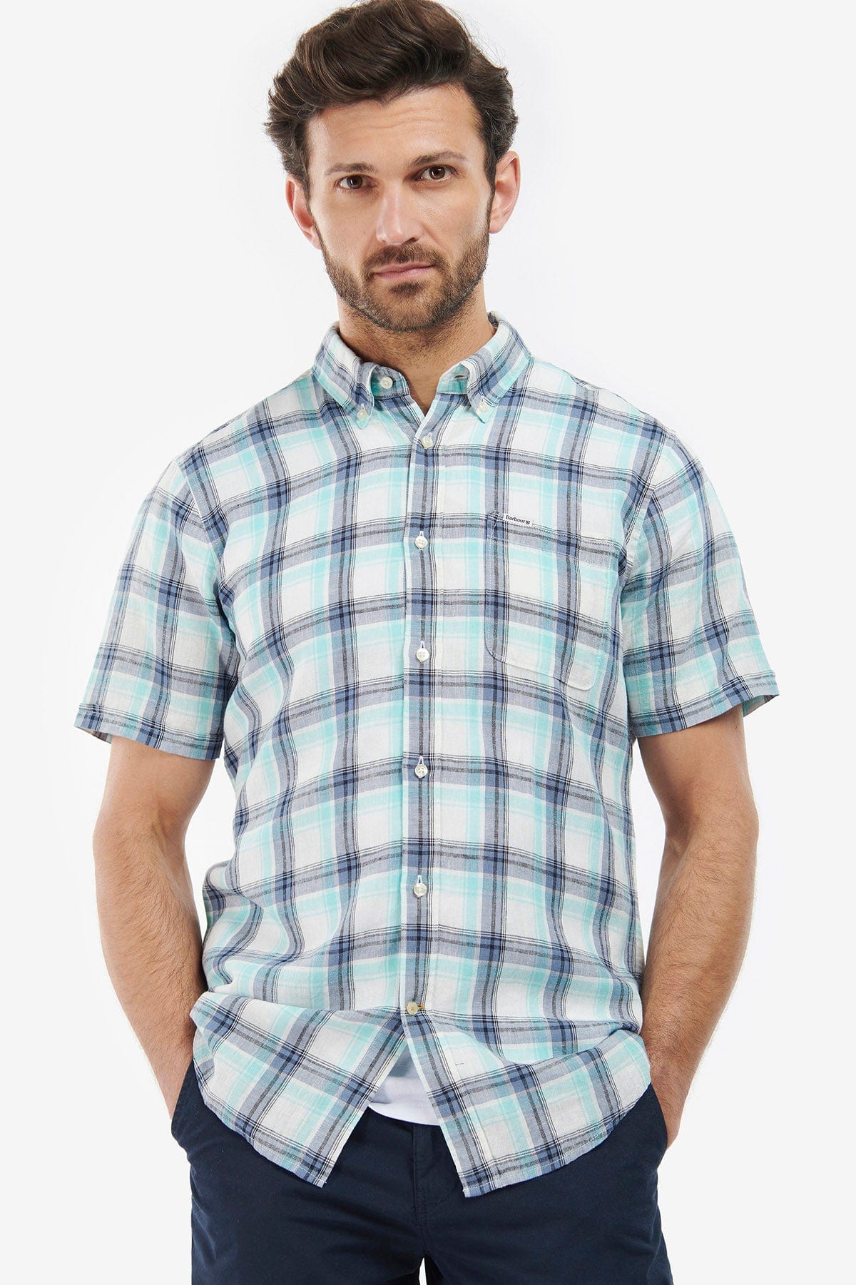 Crossfell Tailored Shirt - Ecru/Blue - Image 2