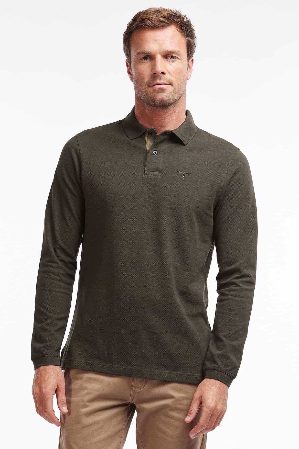 Essential Long Sleeve Sports Polo - Forest - Image 2
