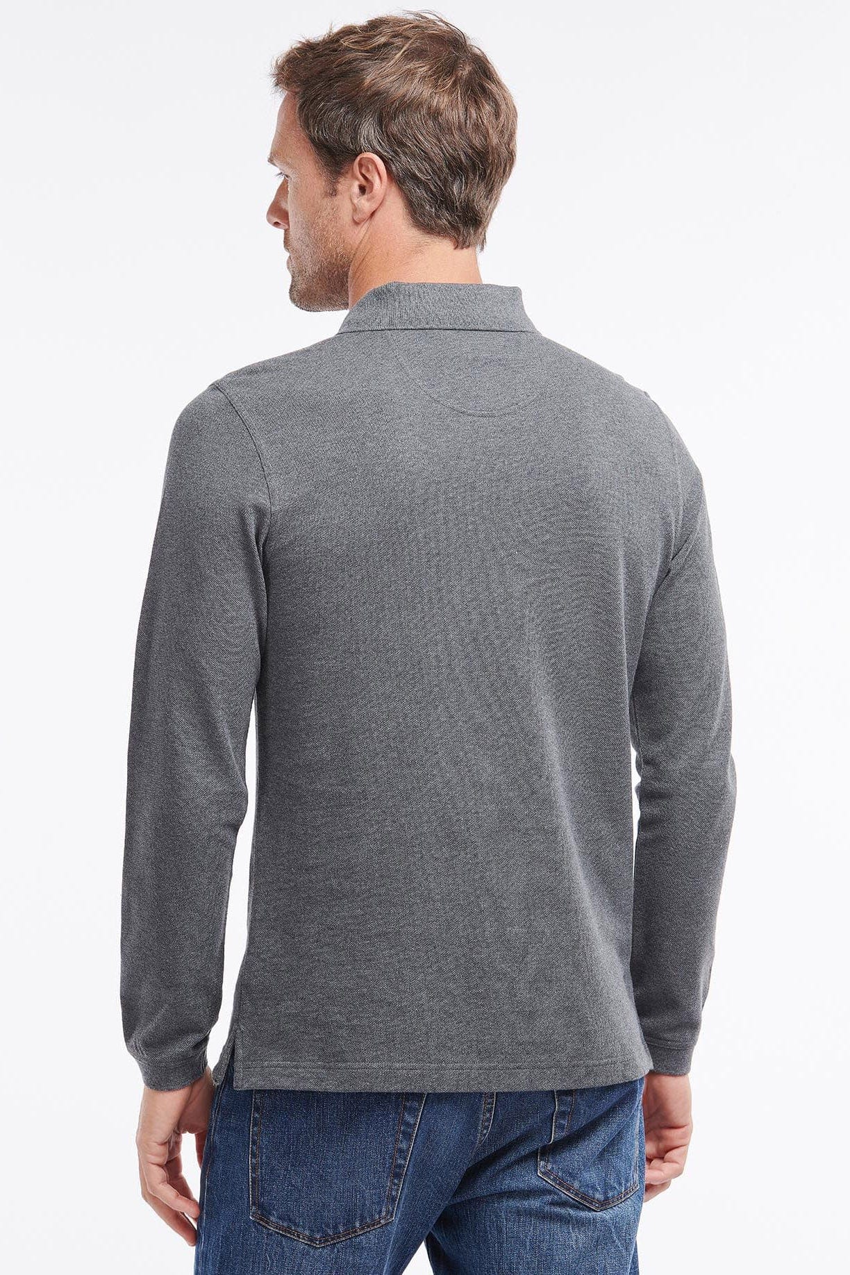 Essential Long Sleeve Sports Polo Shirt - Slate Marl - Image 3