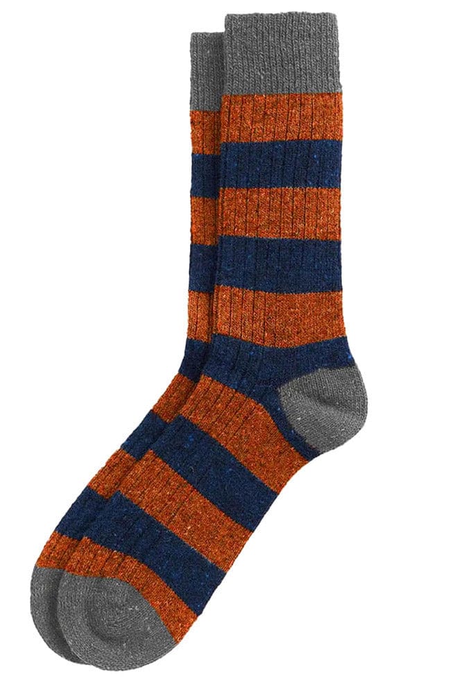 Houghton Stripe Sock - Navy/Ginger