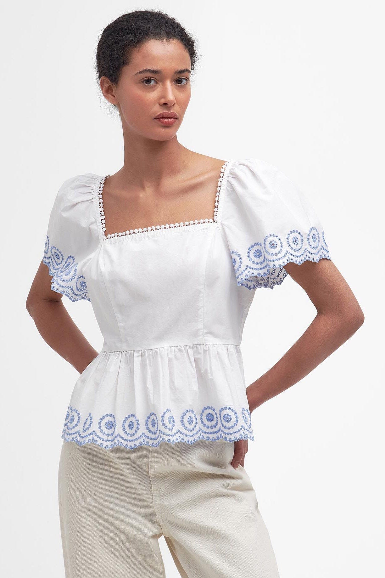 Joy Peplum Blouse - Classic White - Image 2