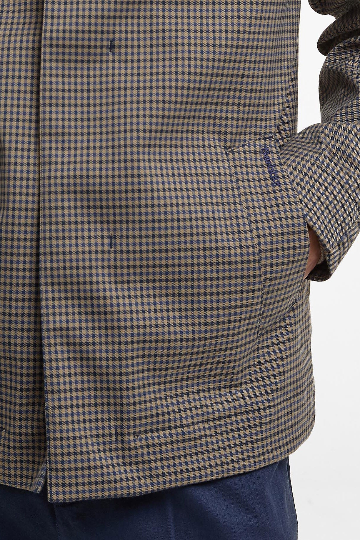 Lorden Short Showerproof Jacket - Stone/Navy Check - Image 6