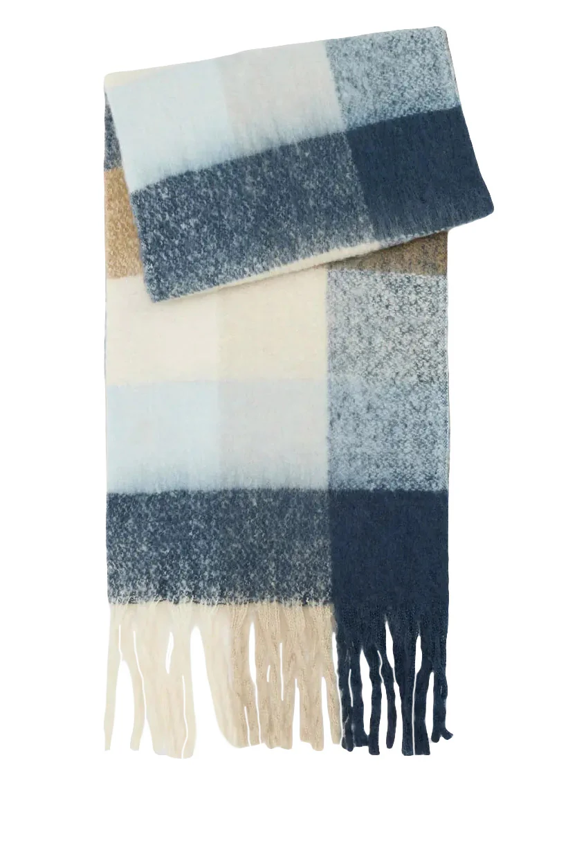 Marie Check Scarf - Ice Blue Check