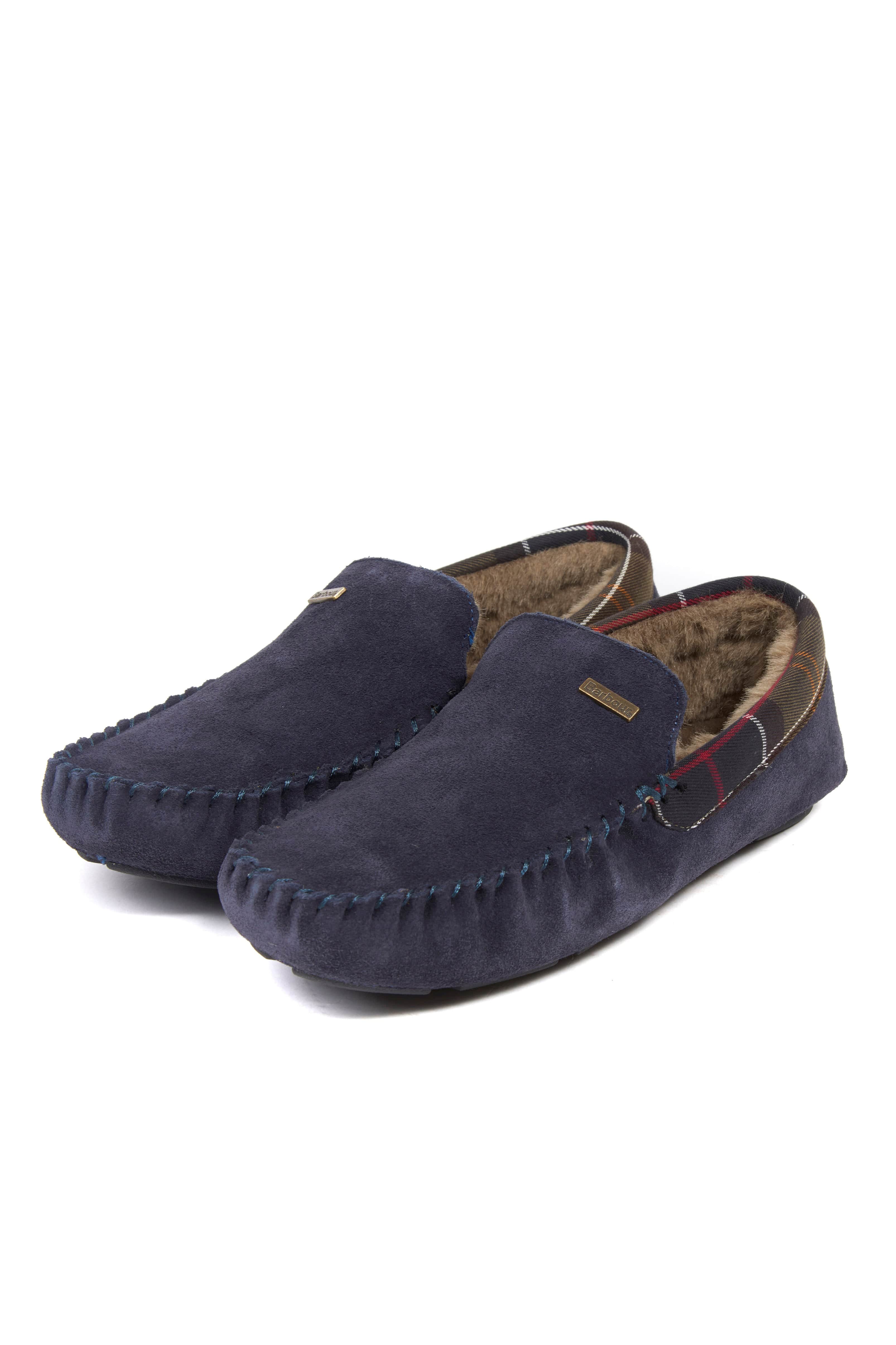 Mens Monty Suede Slippers - Navy Suede