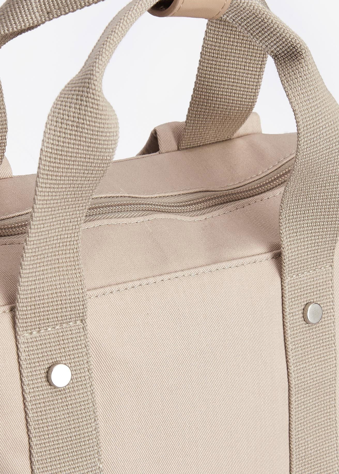 Olivia Cotton Canvas Backpack - Light Sand - Image 5