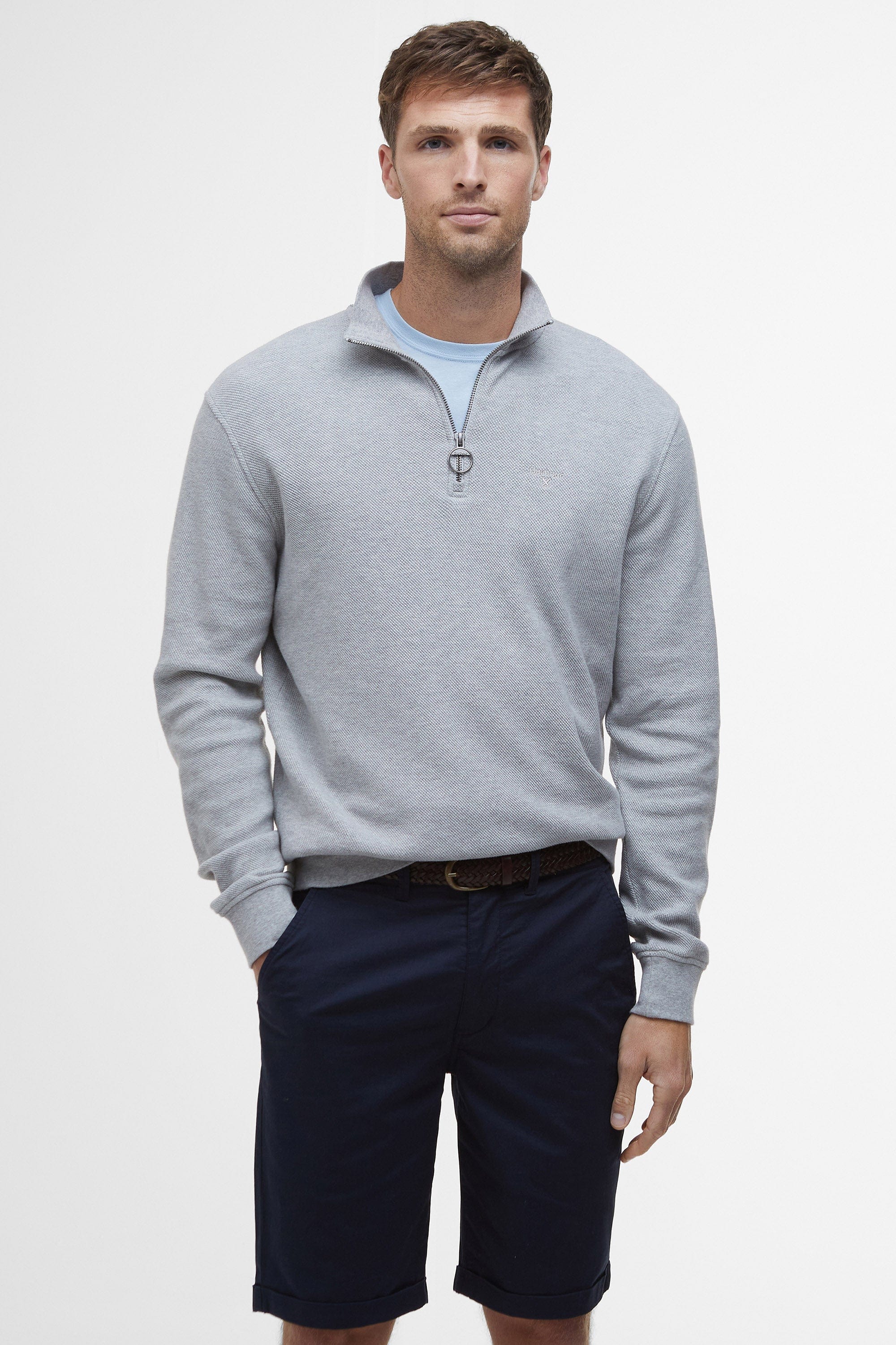 Pique Half-Zip Sweatshirt - Grey Marl - Image 2