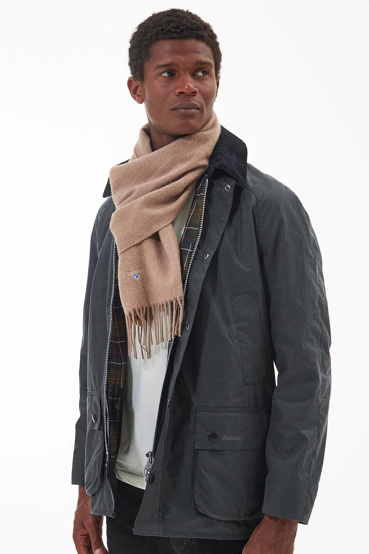 Plain Lambswool Scarf - Light Brown - Image 3