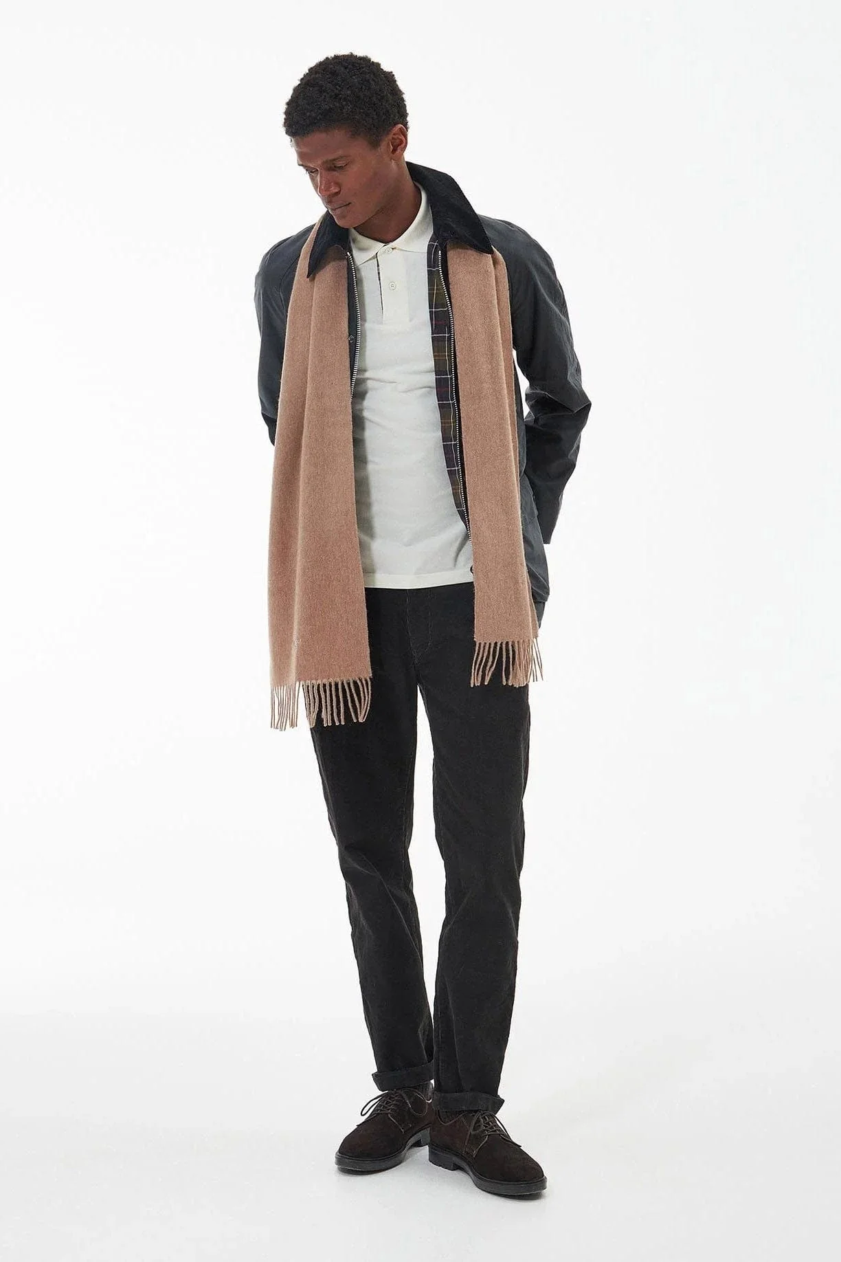 Plain Lambswool Scarf - Light Brown - Image 4