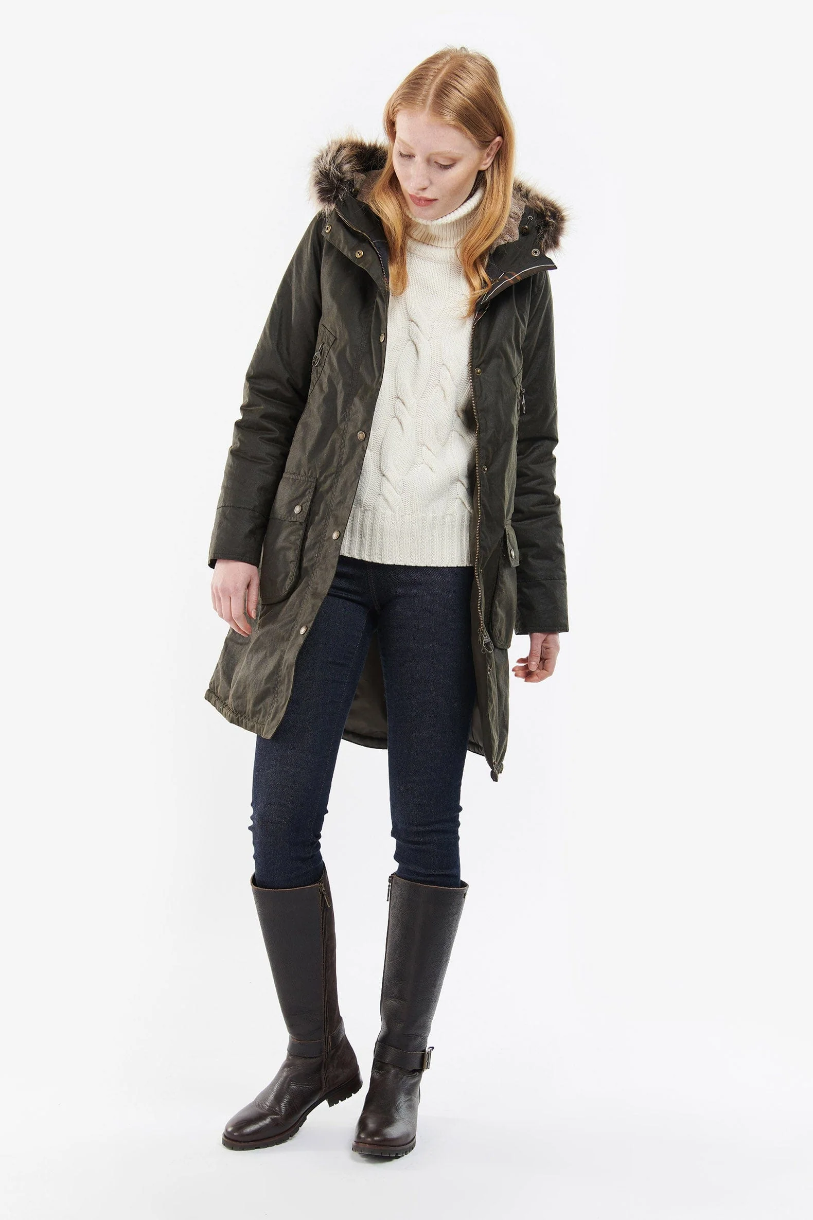Stavia Wax Jacket - Olive/Classic - Image 2