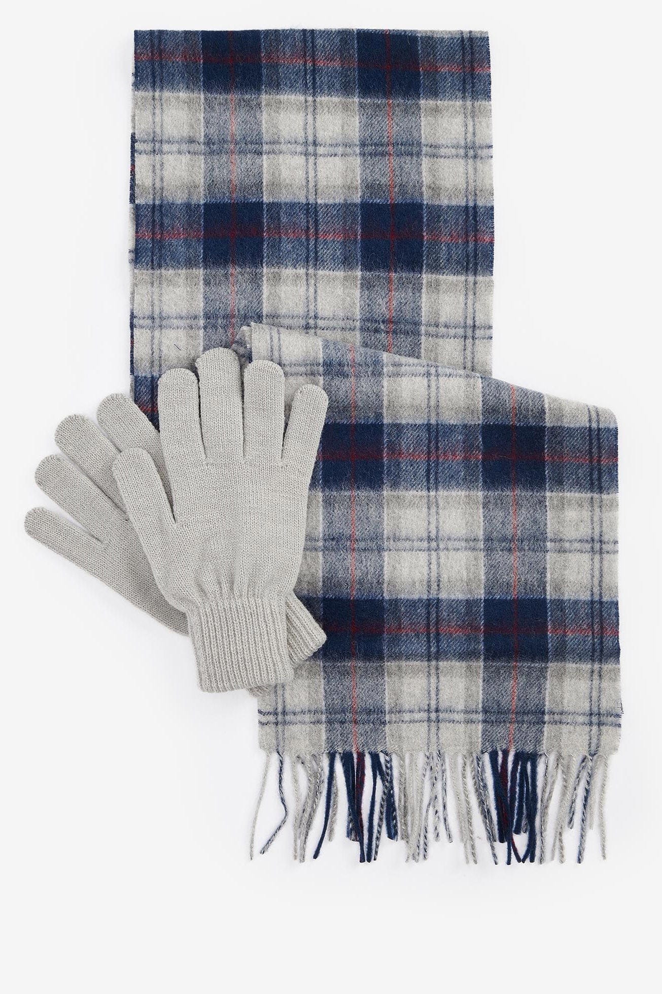 Tartan Scarf & Glove Gift Set - Blue Granite