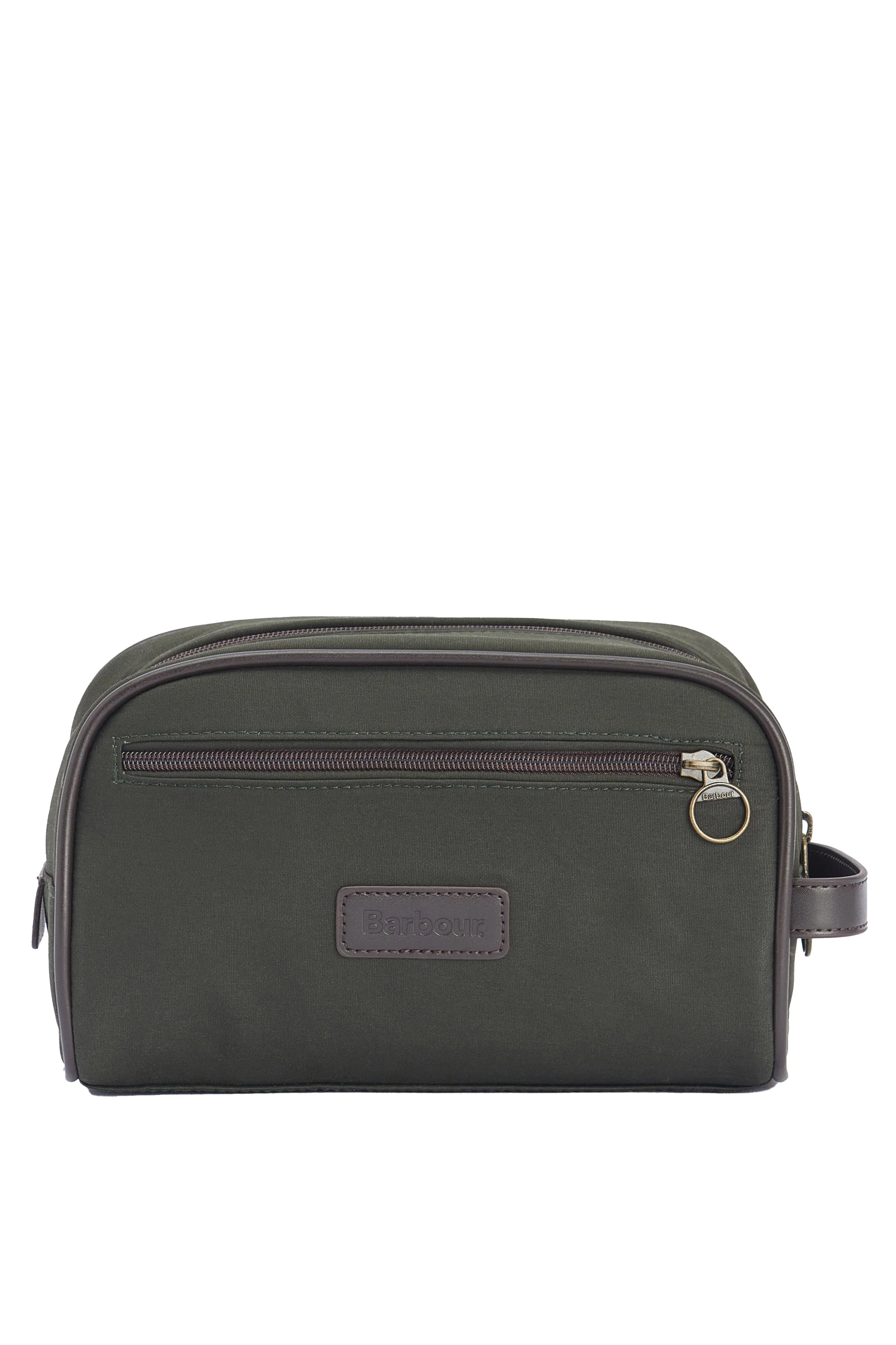Wax Washbag - Olive/Brown