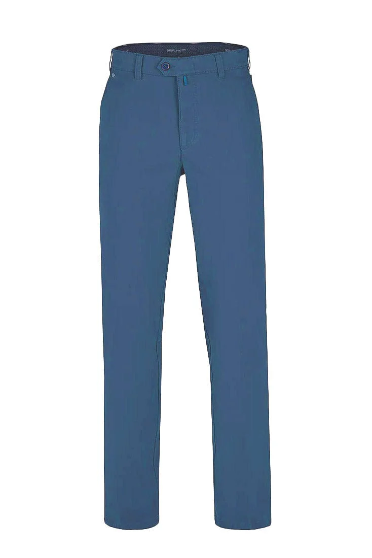 London Cotton Stretch Chinos - Mid Blue