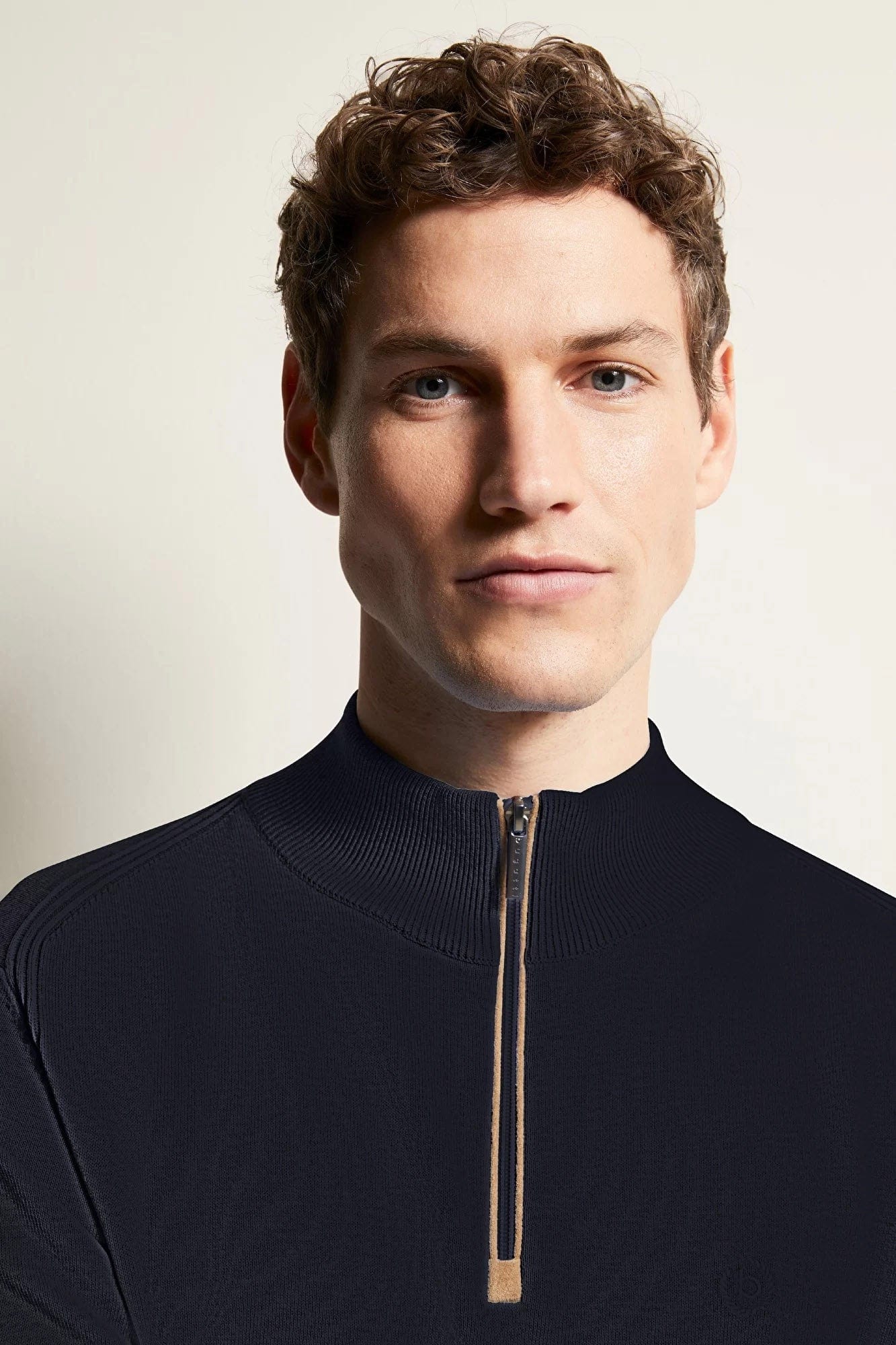 Cotton Quarter Knit Jumper - Navy - Image 4