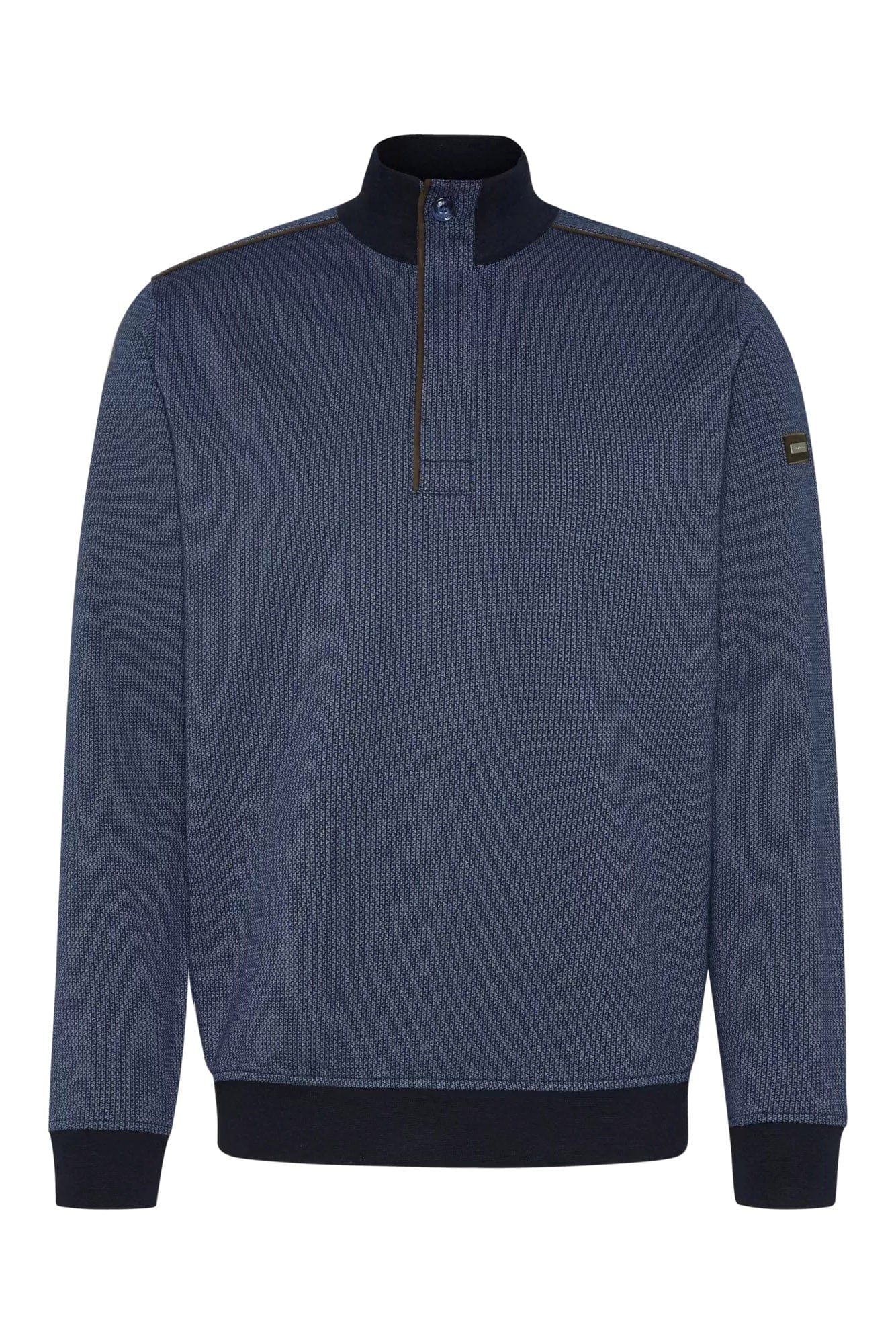 Quarter Zip Self Patterned Jumper - Blue