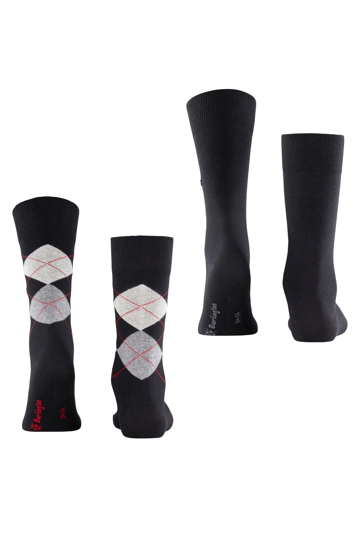 Everyday Argyle/Plain 2 Pack Socks - Black - Image 3