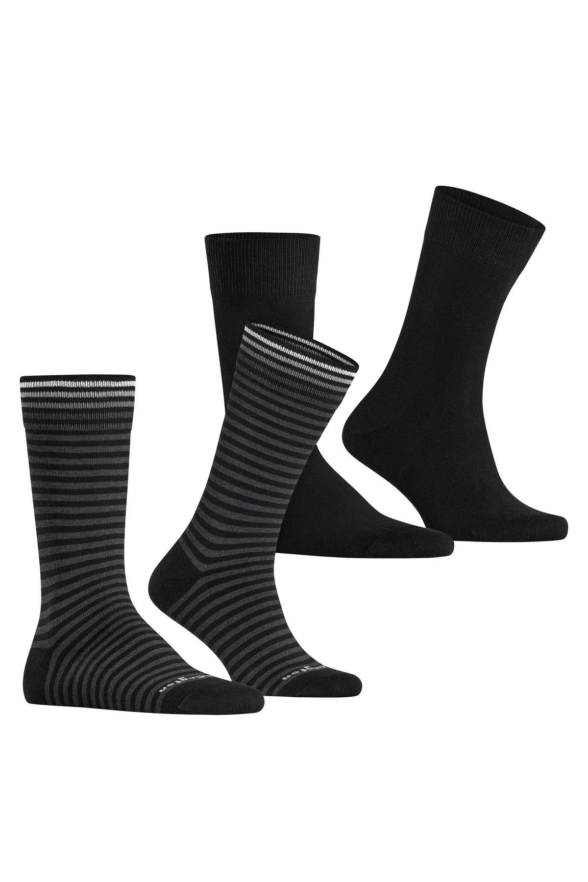 Everyday Stripe/Plain 2 Pack Socks - Black - Image 2