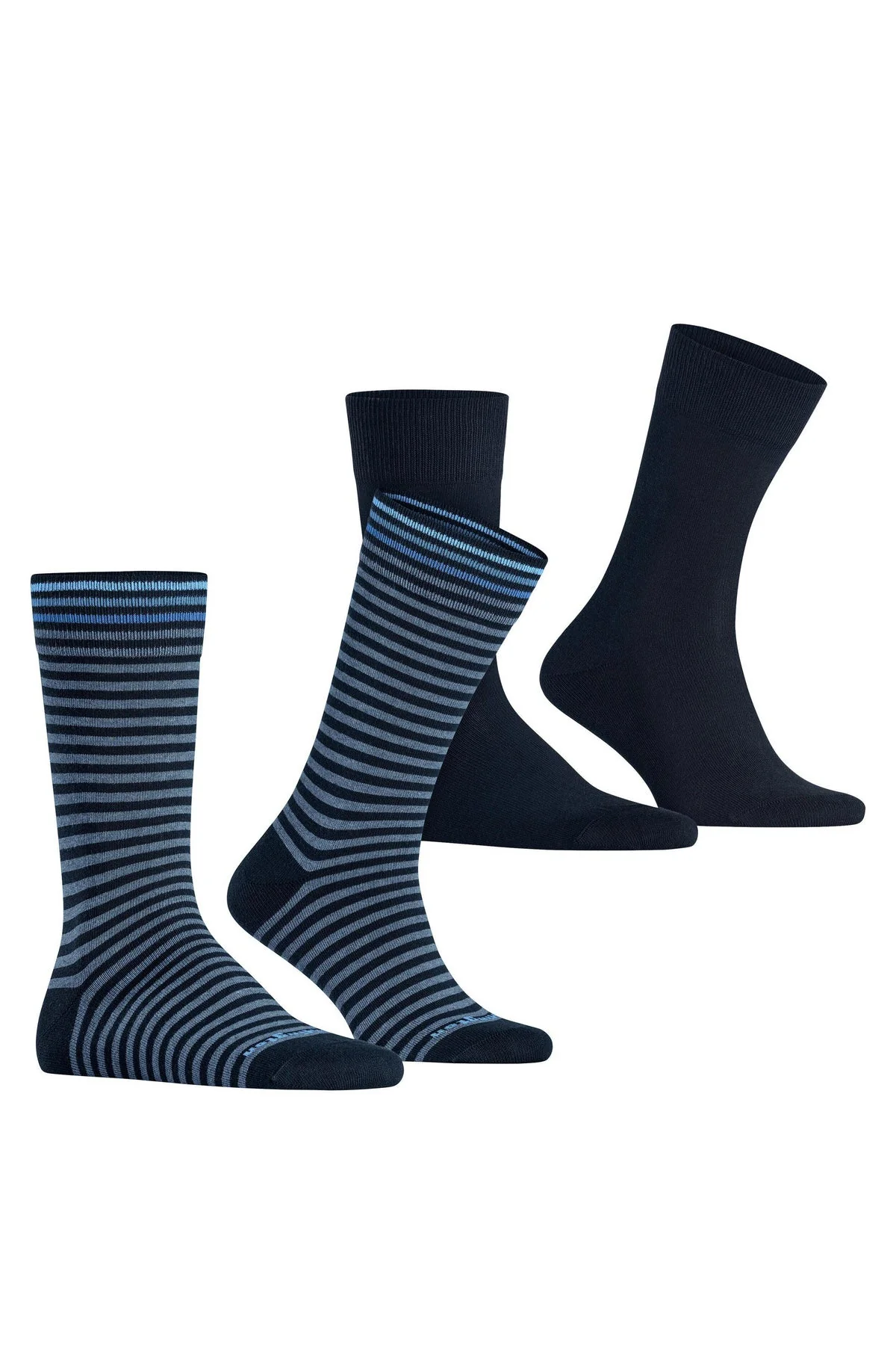 Everyday Stripe/Plain 2 Pack Socks - Marine - Image 2