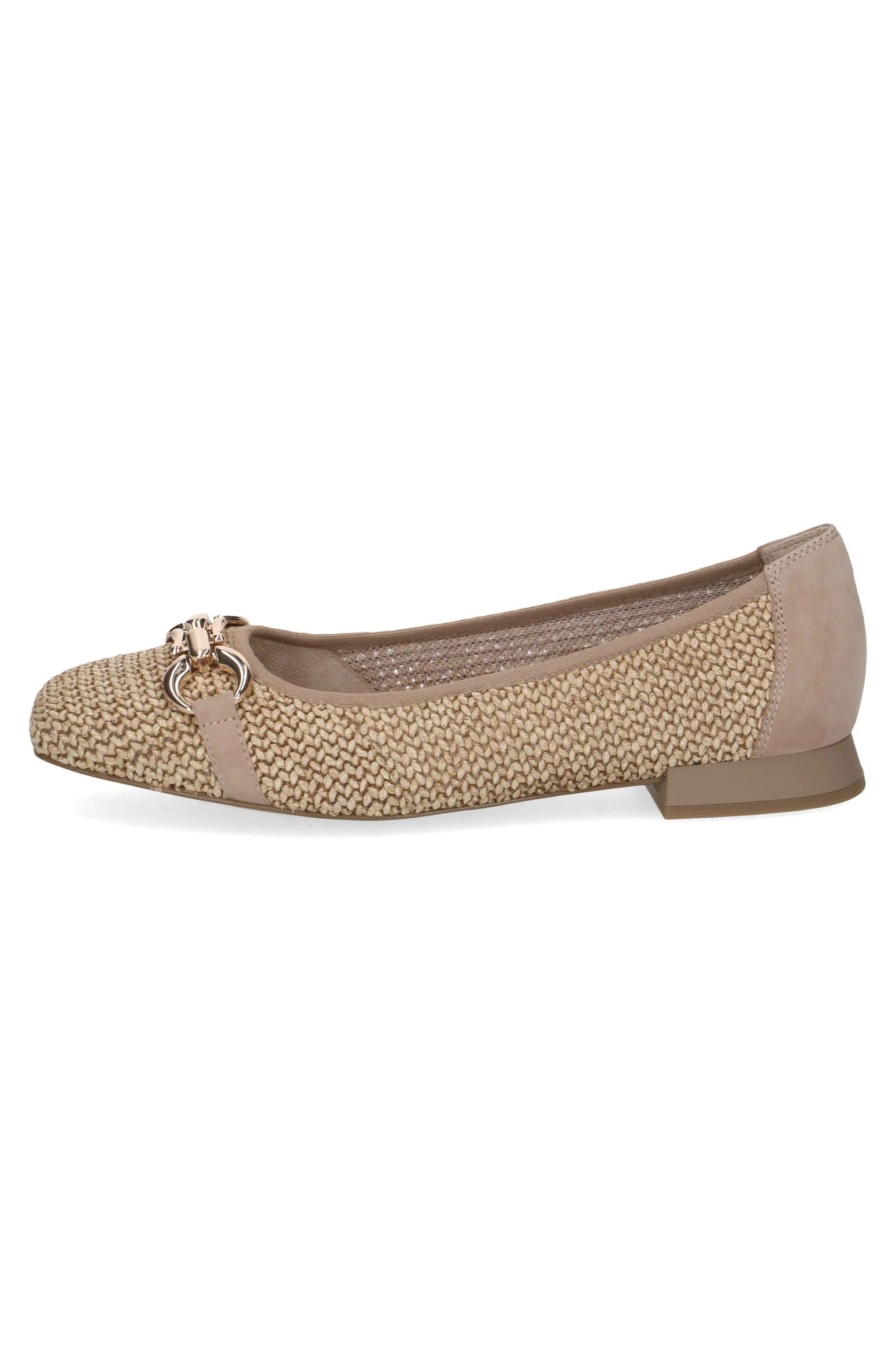 Woven Buckle Detail Ballerina Pump - Bark Comb