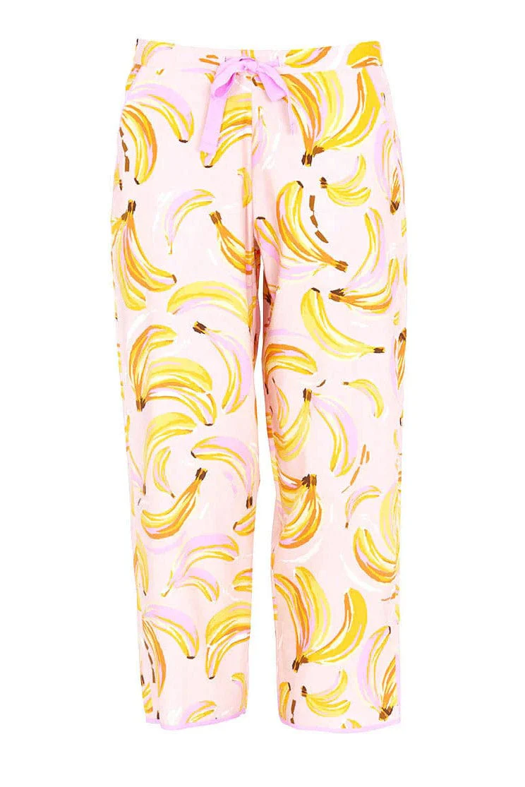 Betsy Banana Print Cropped Pyjama Set - Pink - Image 6