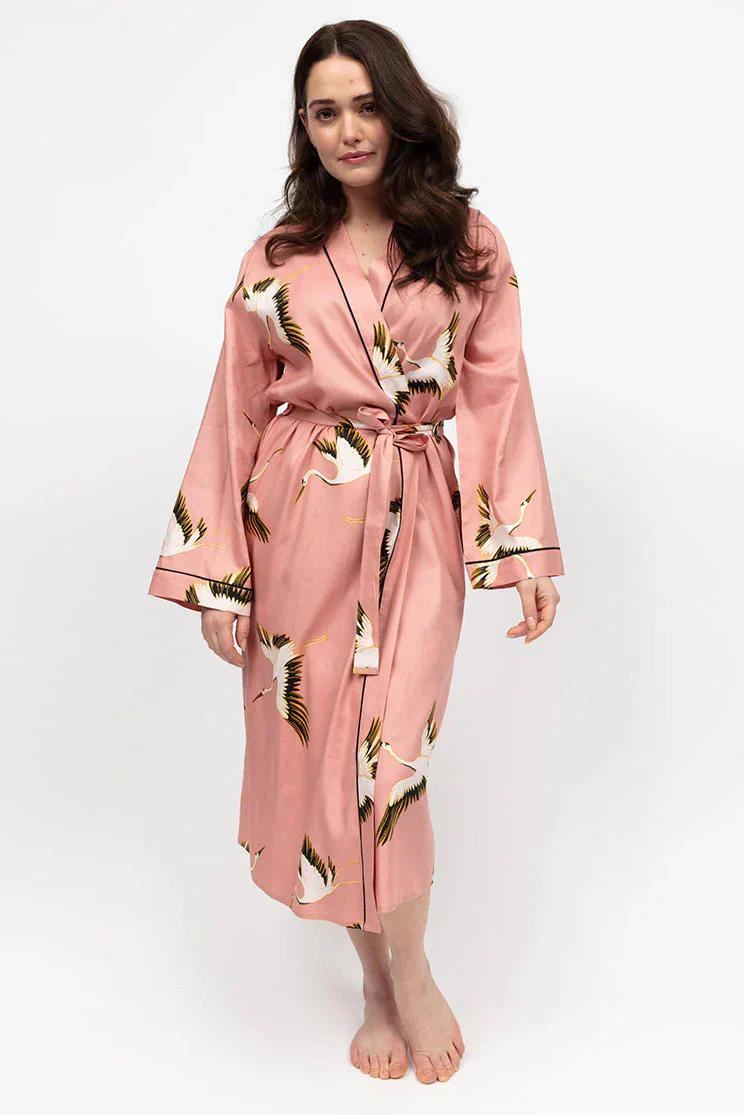 Bonnie Bird Print Dressing Gown - Pink - Image 7