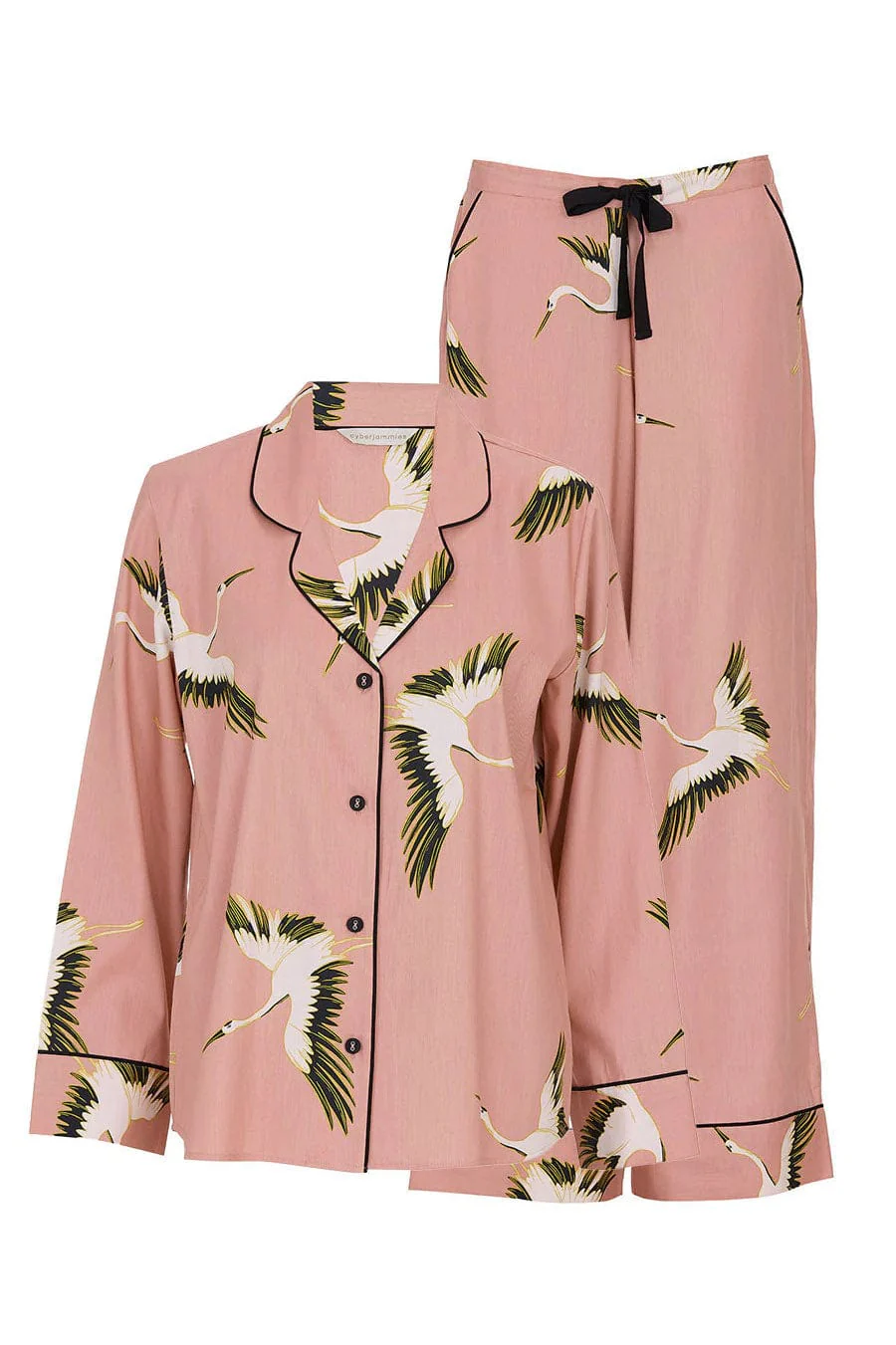 Bonnie Bird Print Wide Leg Pyjama Set - Pink