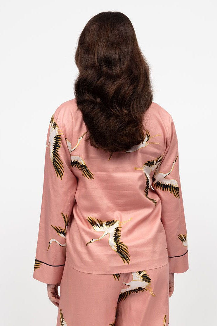Bonnie Bird Print Wide Leg Pyjama Set - Pink - Image 8