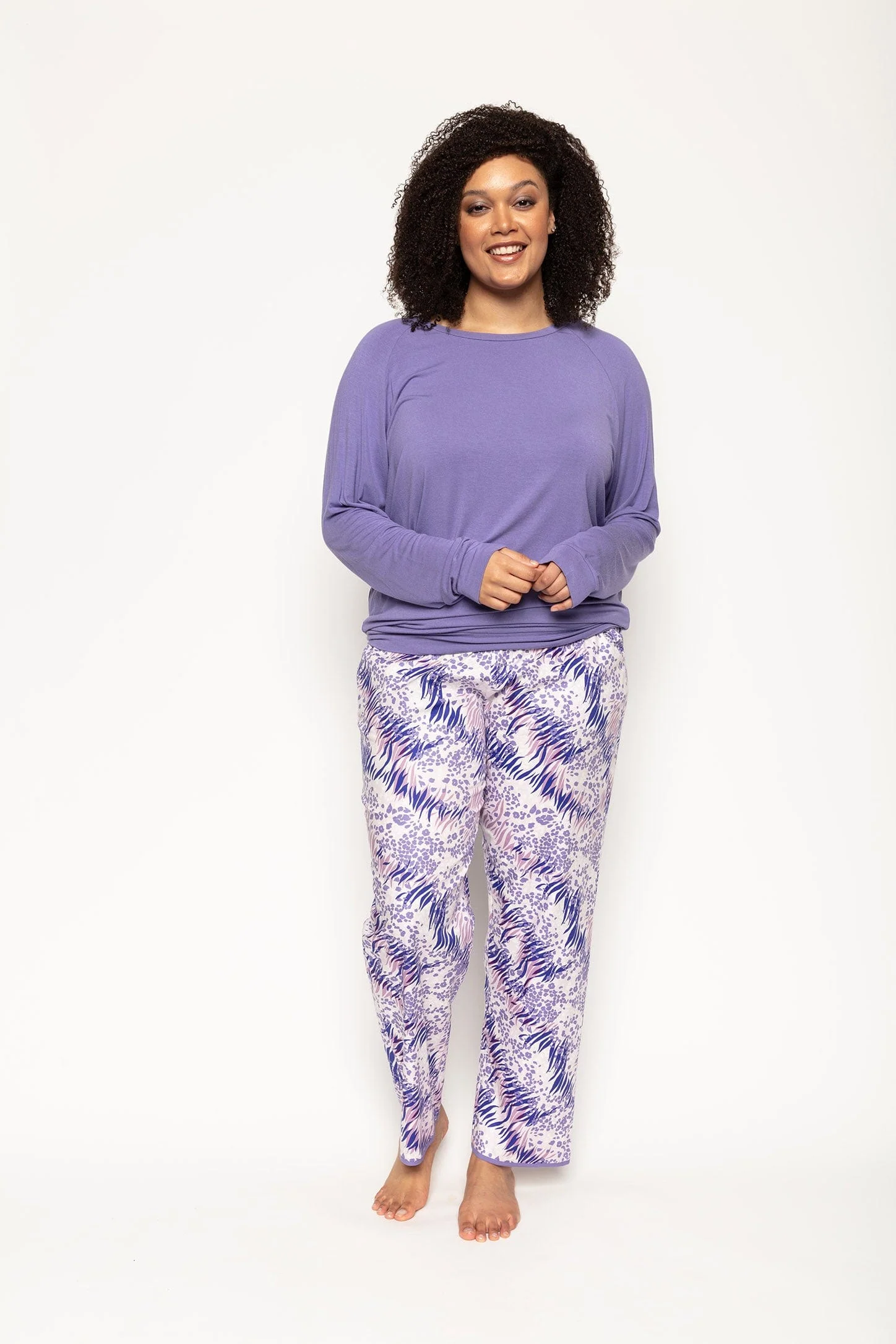 Camila Lilac Animal Print Pyjama Trousers - Image 2