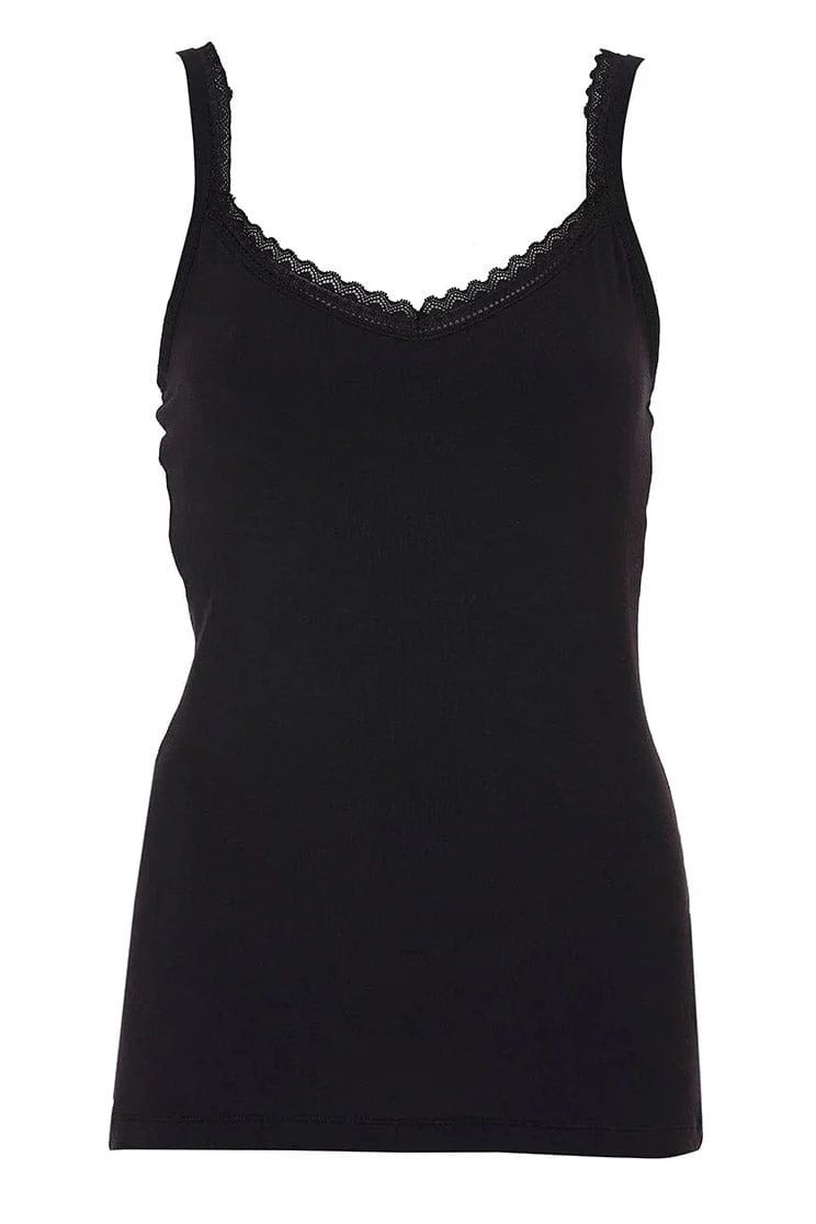 Jersey Strappy Hidden Support Vest - Black