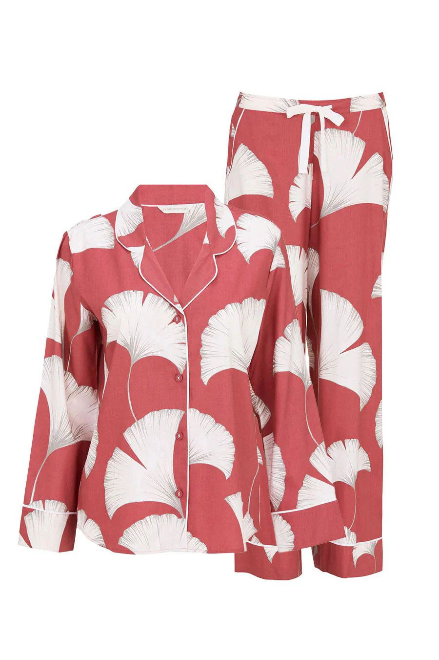 Josie Leaf Print Wide Leg Pyjama Set - Terracotta