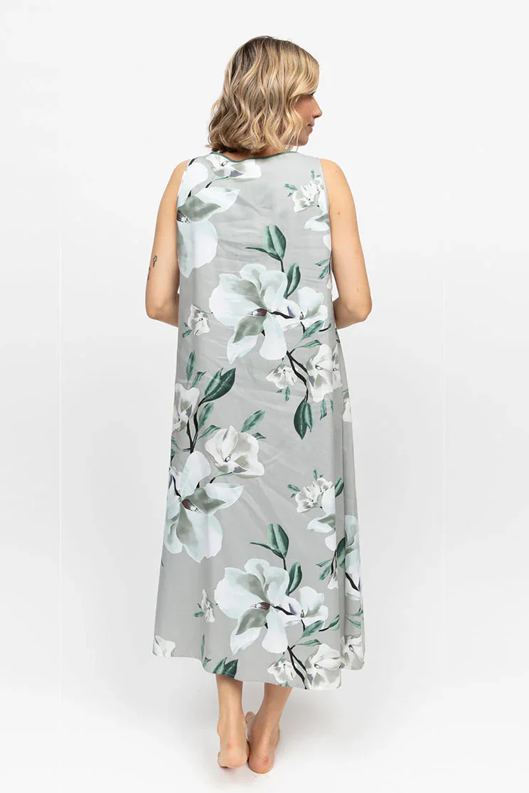 Kallie Floral Long Nightdress - Grey Mix - Image 4