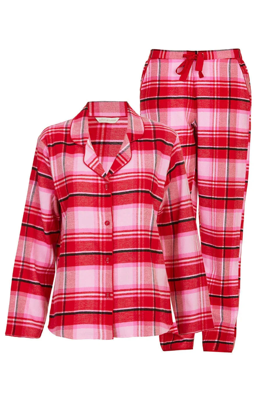 Noelle Check Soft Brushed Pyjama Set - Red