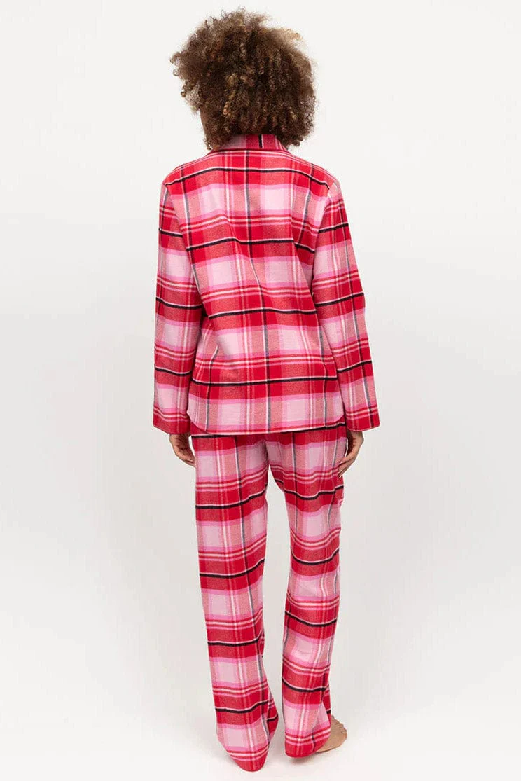 Noelle Check Soft Brushed Pyjama Set - Red - Image 4