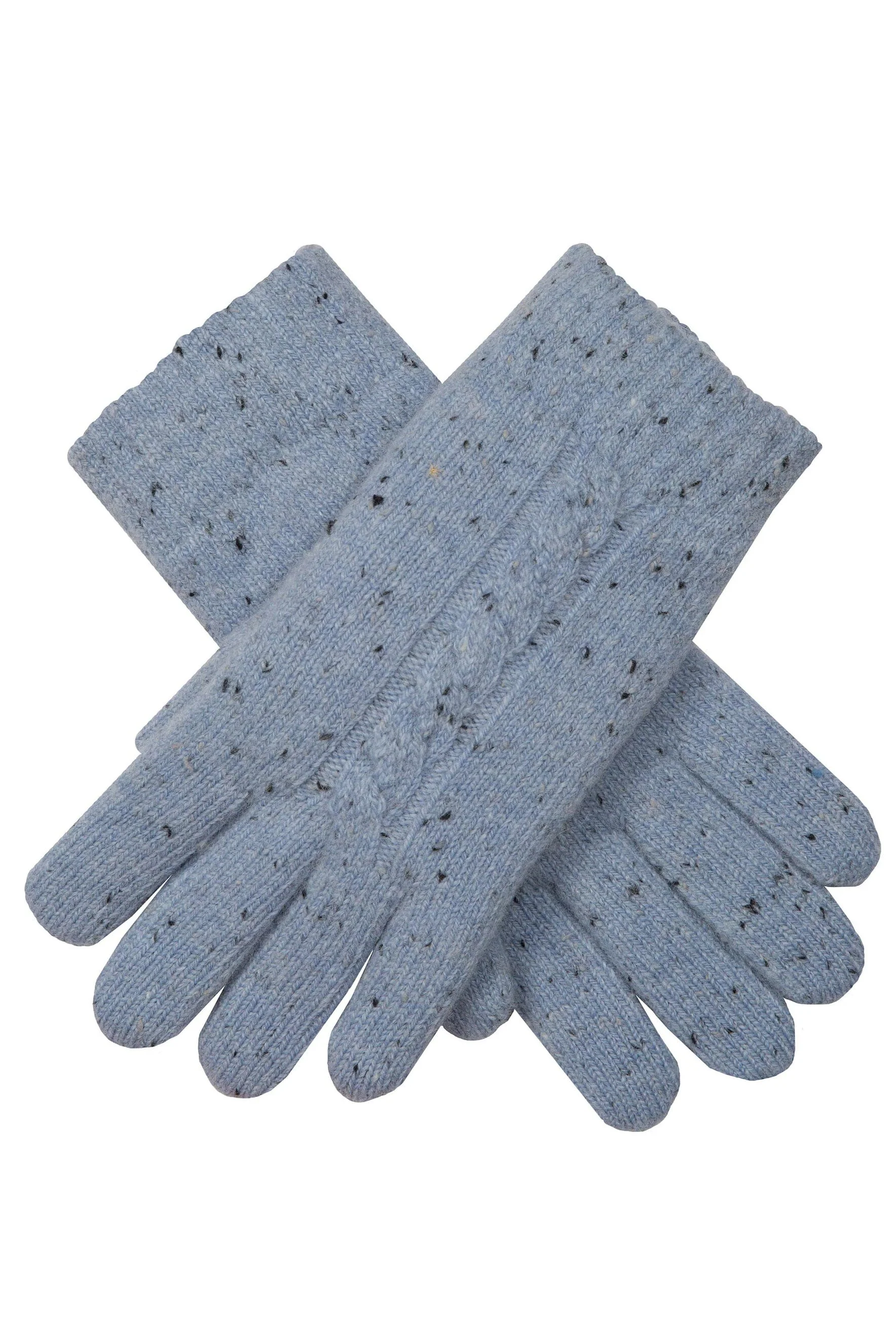 Cable Knit Marl Gloves - Cornflower
