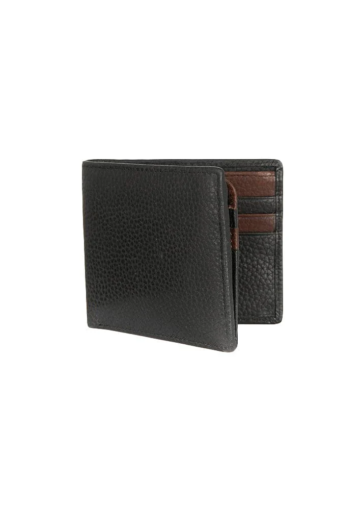 Derwent Pebble Grain Leather Billfold RFID Wallet - Black/Brown