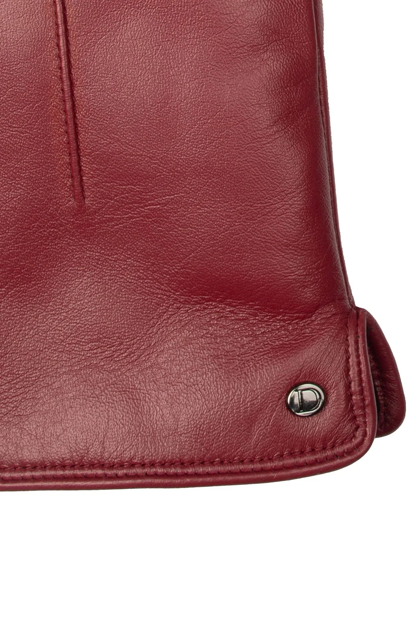 Faux Fur-Lined Touchscreen Leather Gloves - Claret - Image 7