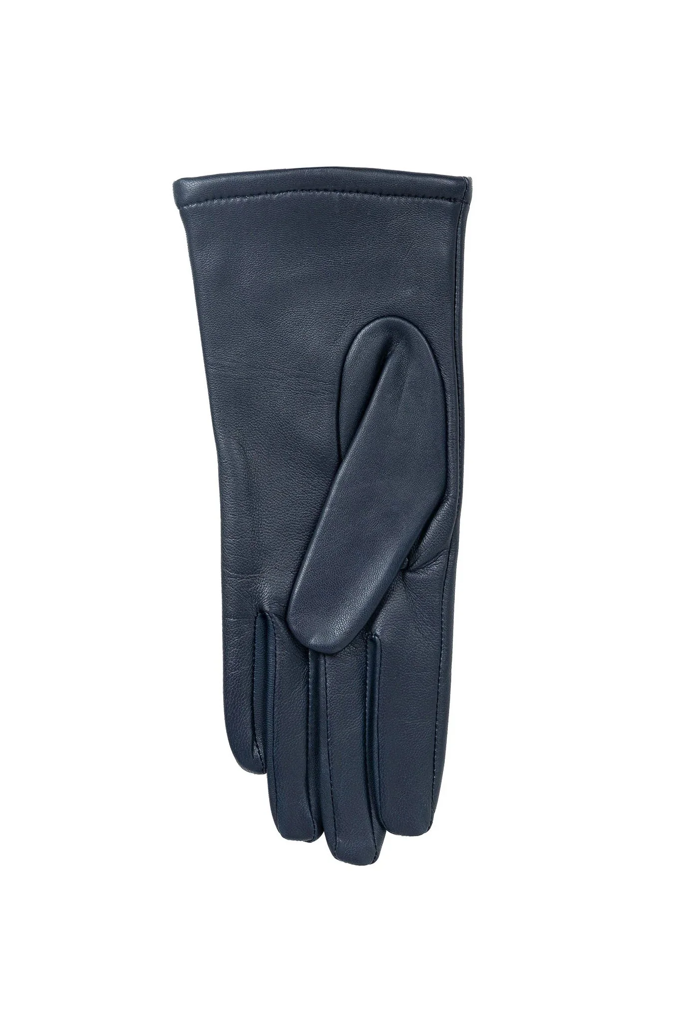 Single Point Lined Leather Gloves - Navy - Image 4