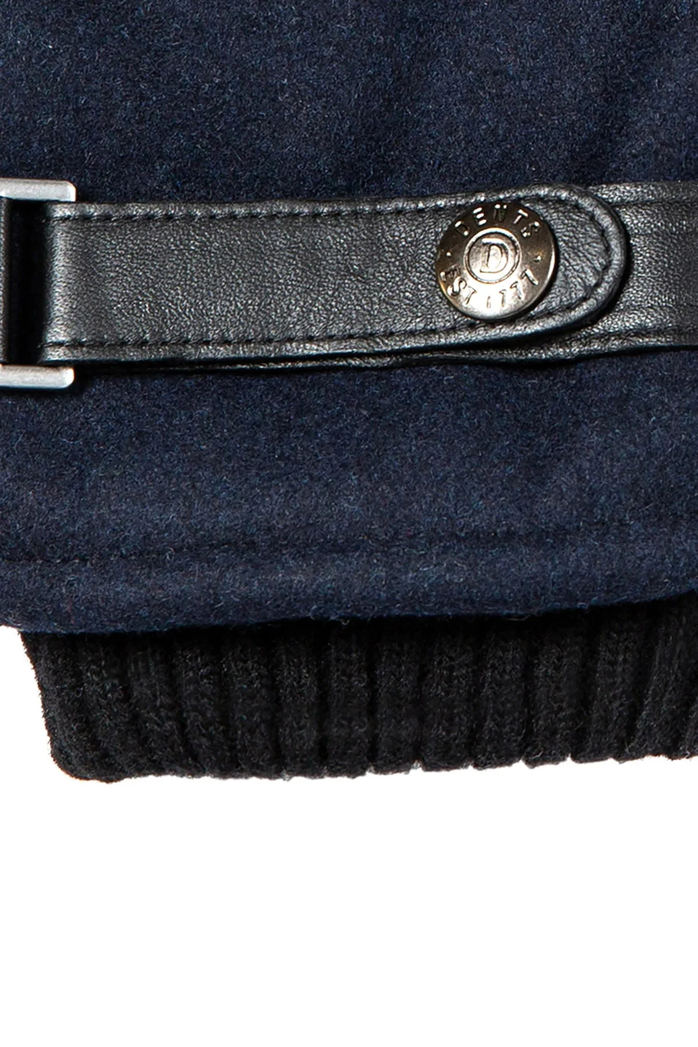 Touchscreen Leather and Flannel Gloves - Navy - Image 5