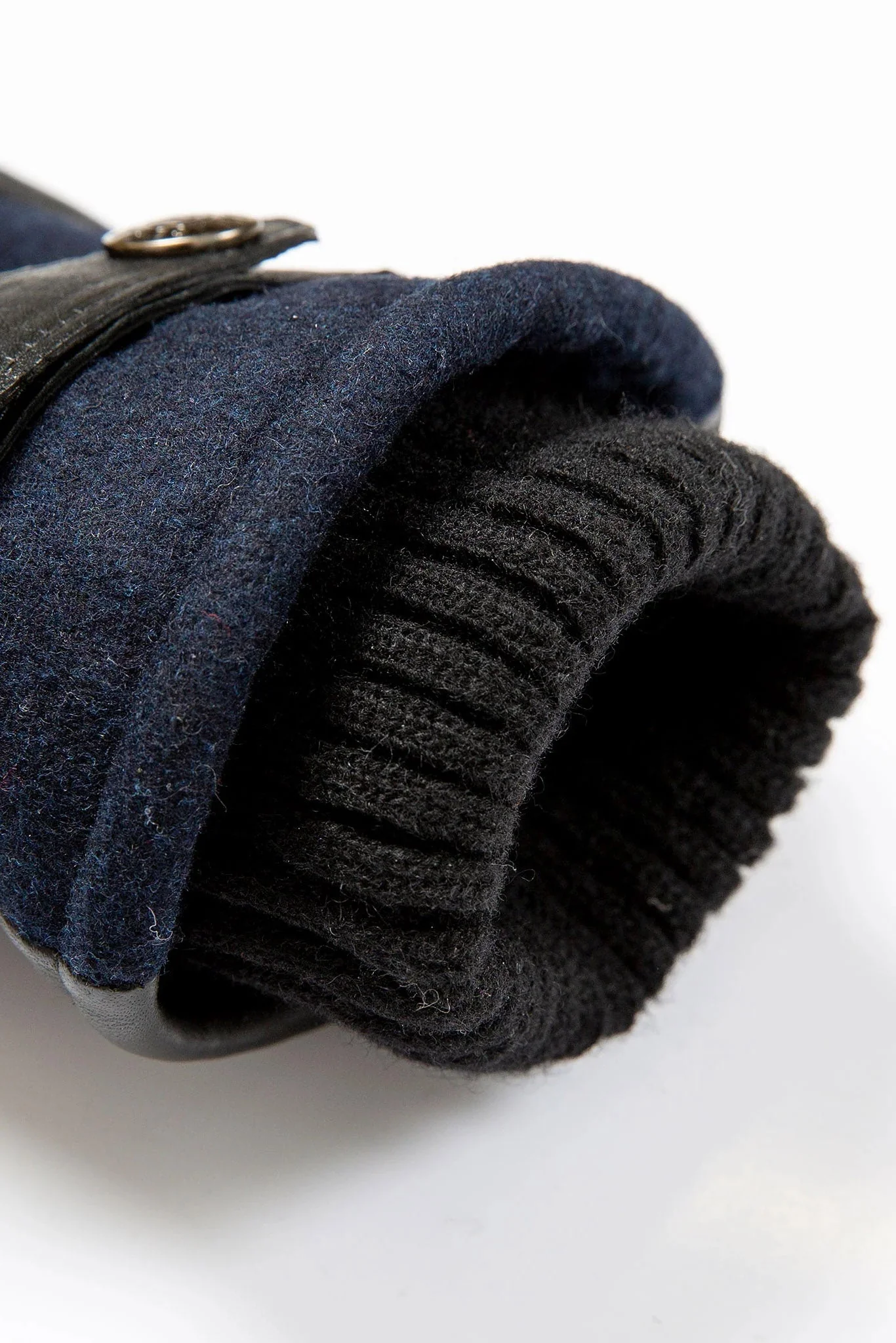 Touchscreen Leather and Flannel Gloves - Navy - Image 7