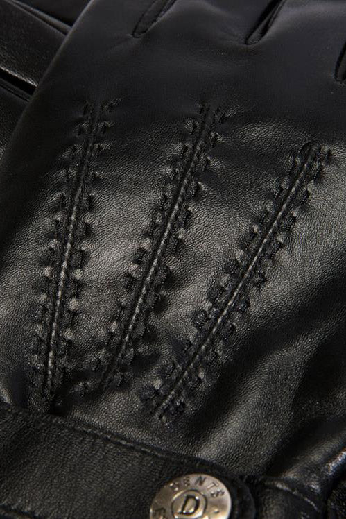 Touchscreen Soft Wool Lined Leather Gloves - Black - Image 4