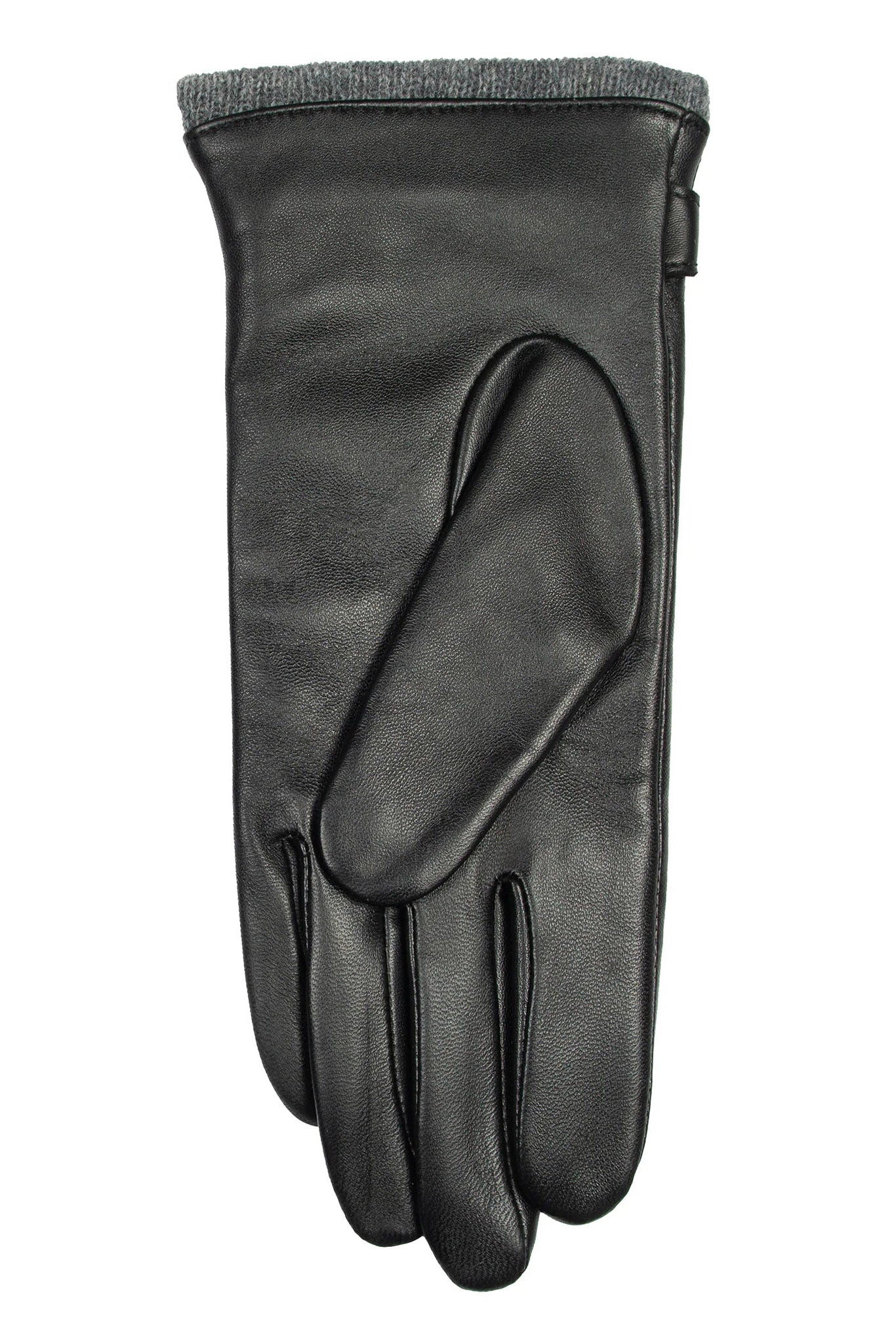 Touchscreen Water-Resistant Wool Lined Leather Gloves - Black - Image 4