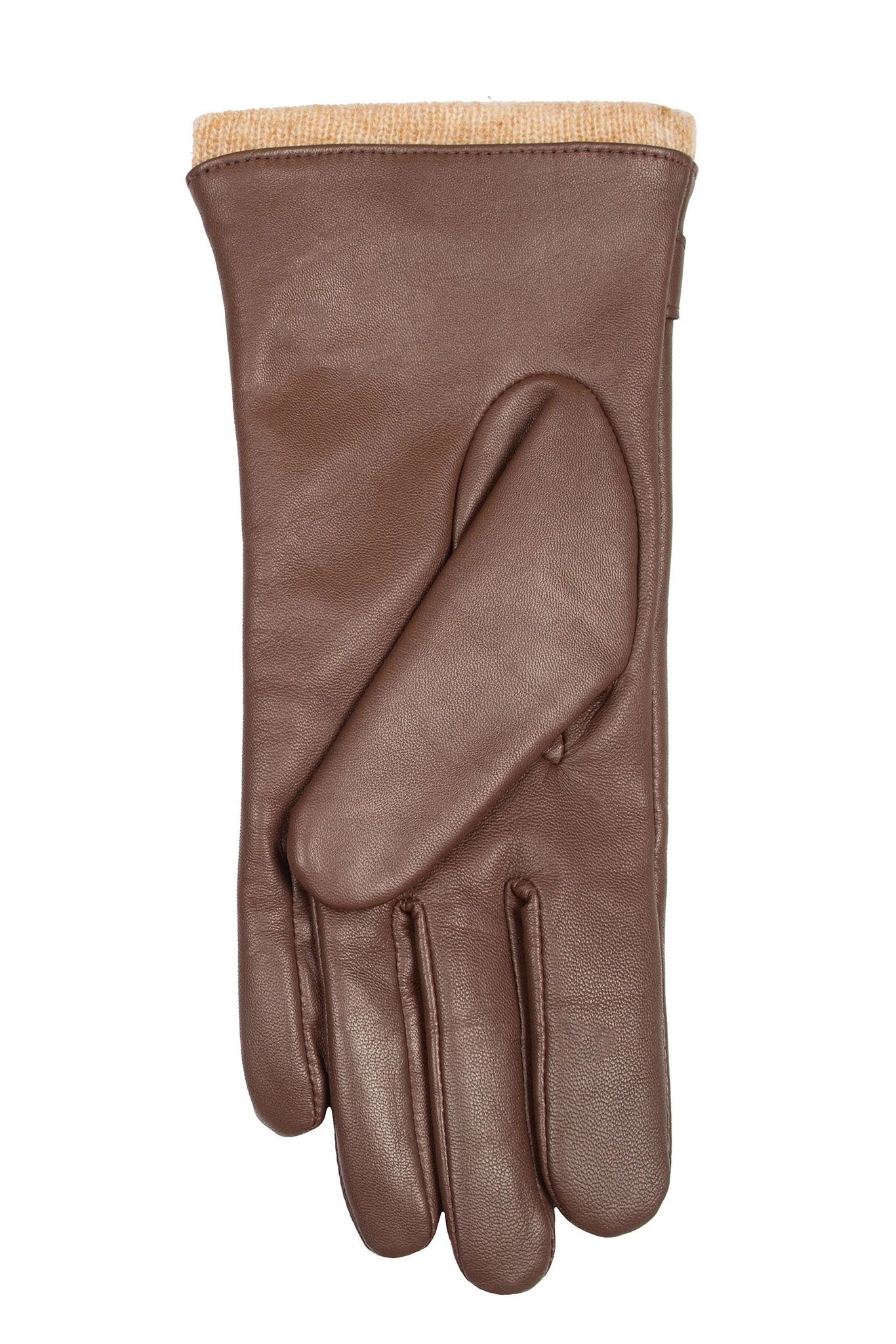 Touchscreen Water-Resistant Wool Lined Leather Gloves - Chestnut - Image 3