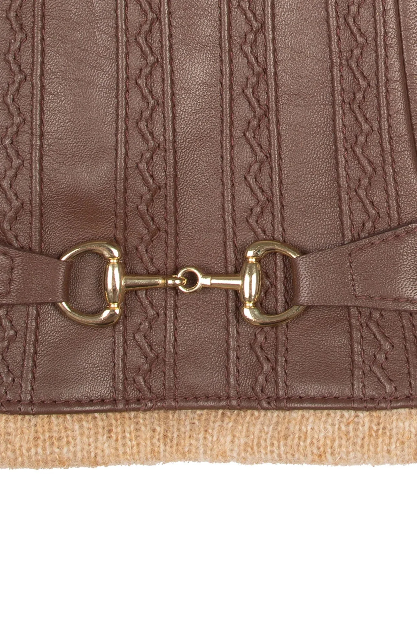 Touchscreen Water-Resistant Wool Lined Leather Gloves - Chestnut - Image 5