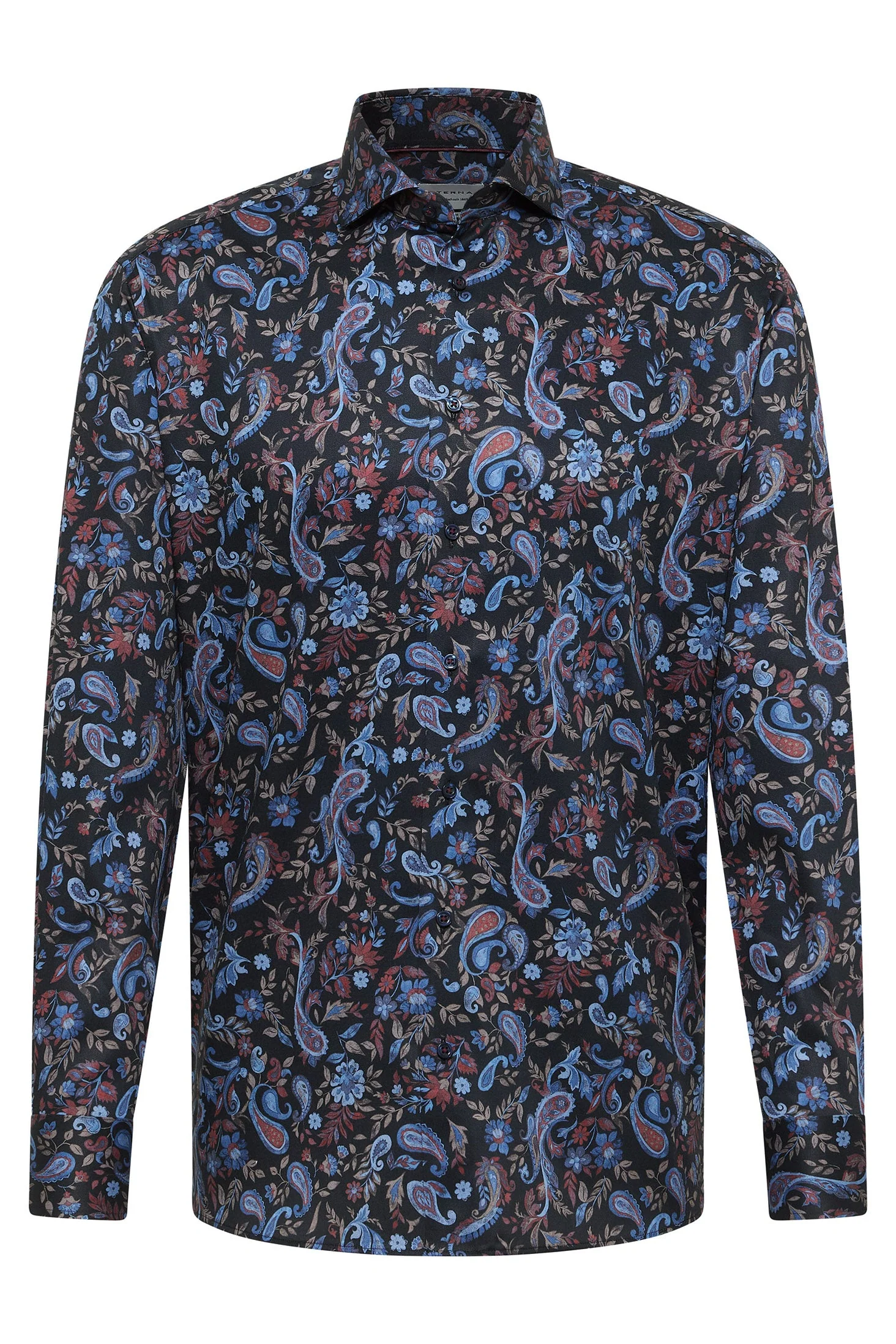 Modern Fit Paisley Print Shirt - Black/Blue - Image 2