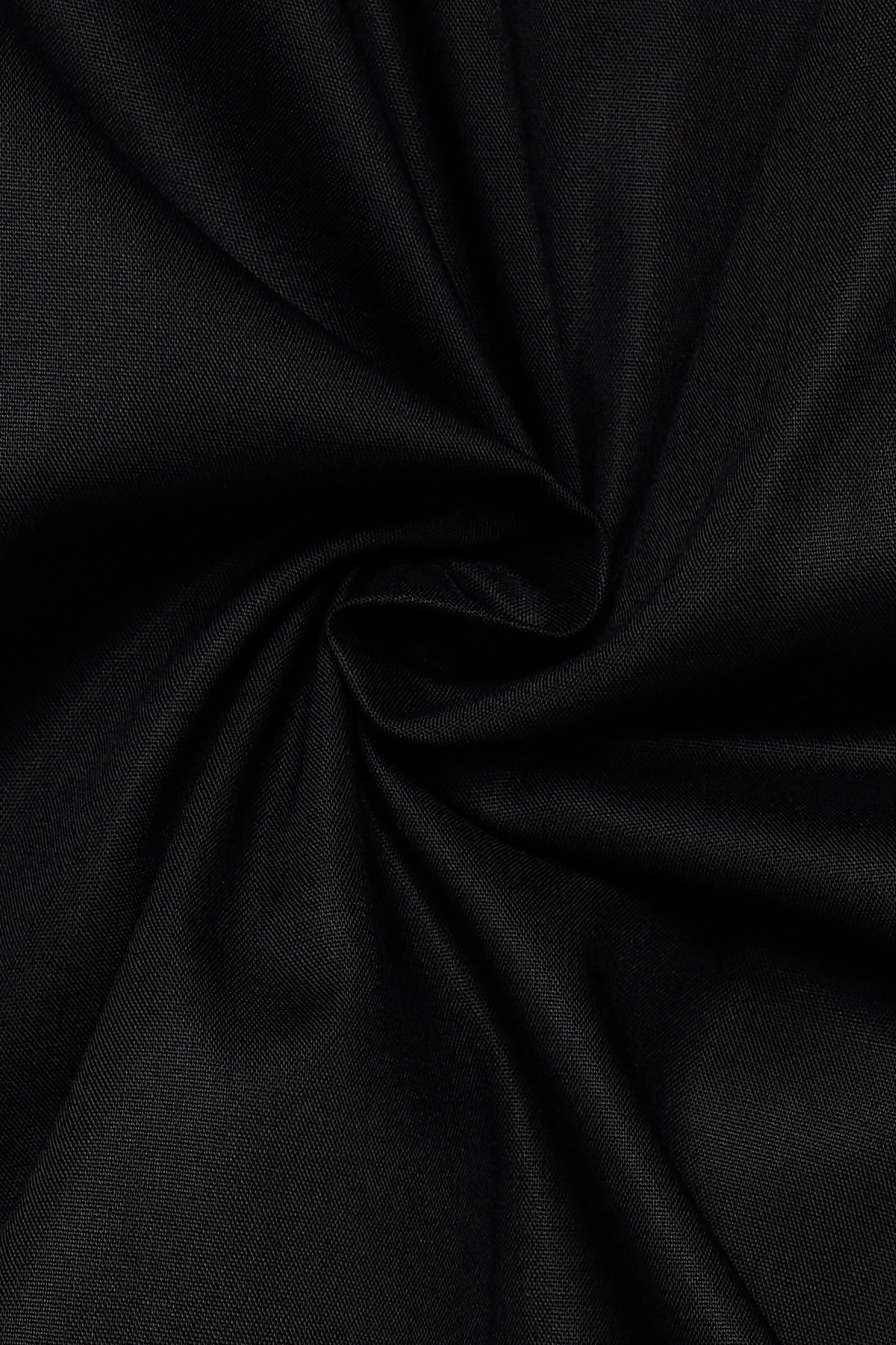 Modern Fit Plain Shirt with Trim - Black - Image 6