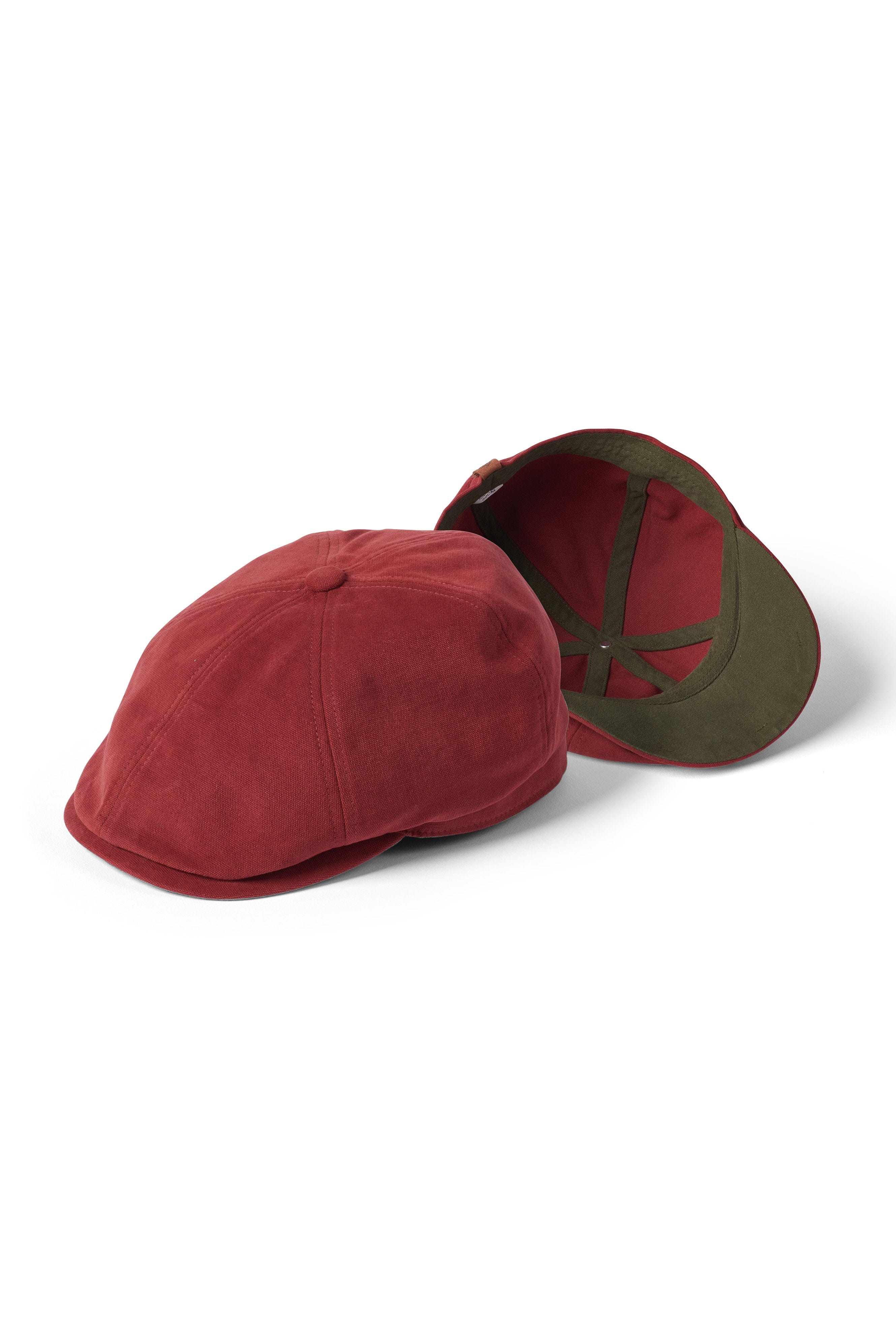 Hudson Cotton Canvas Newsboy Cap - Brick/Khaki