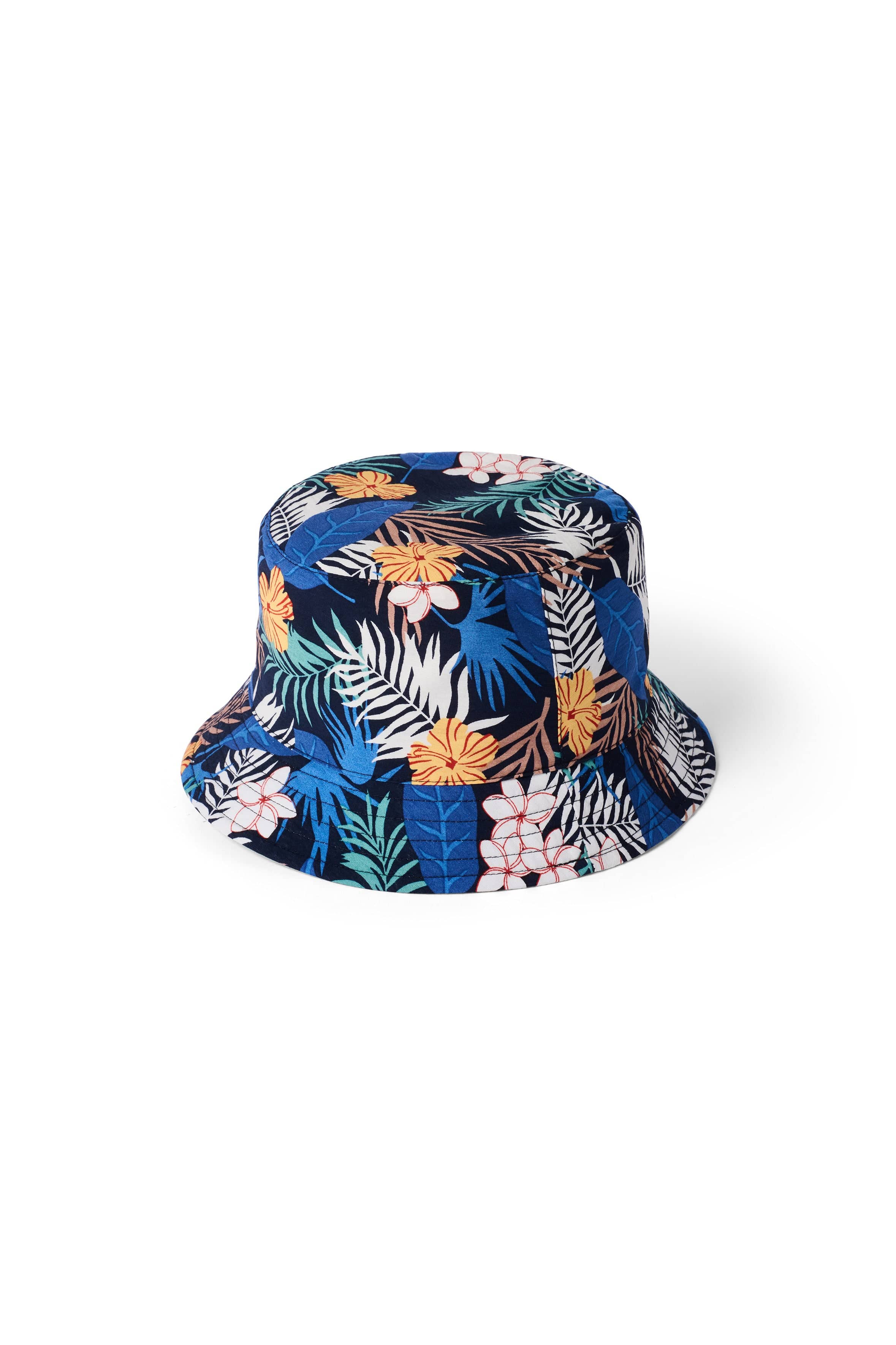 Reversible Cotton Bucket Hat - Mint/Palm Print