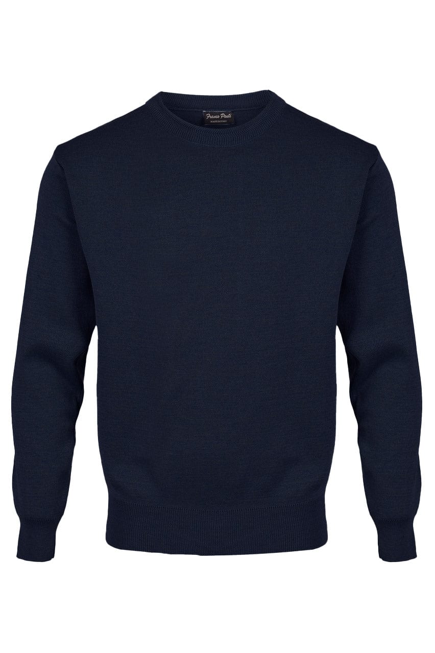 Medium Weight Merino Wool Crew Neck Jumper - Navy